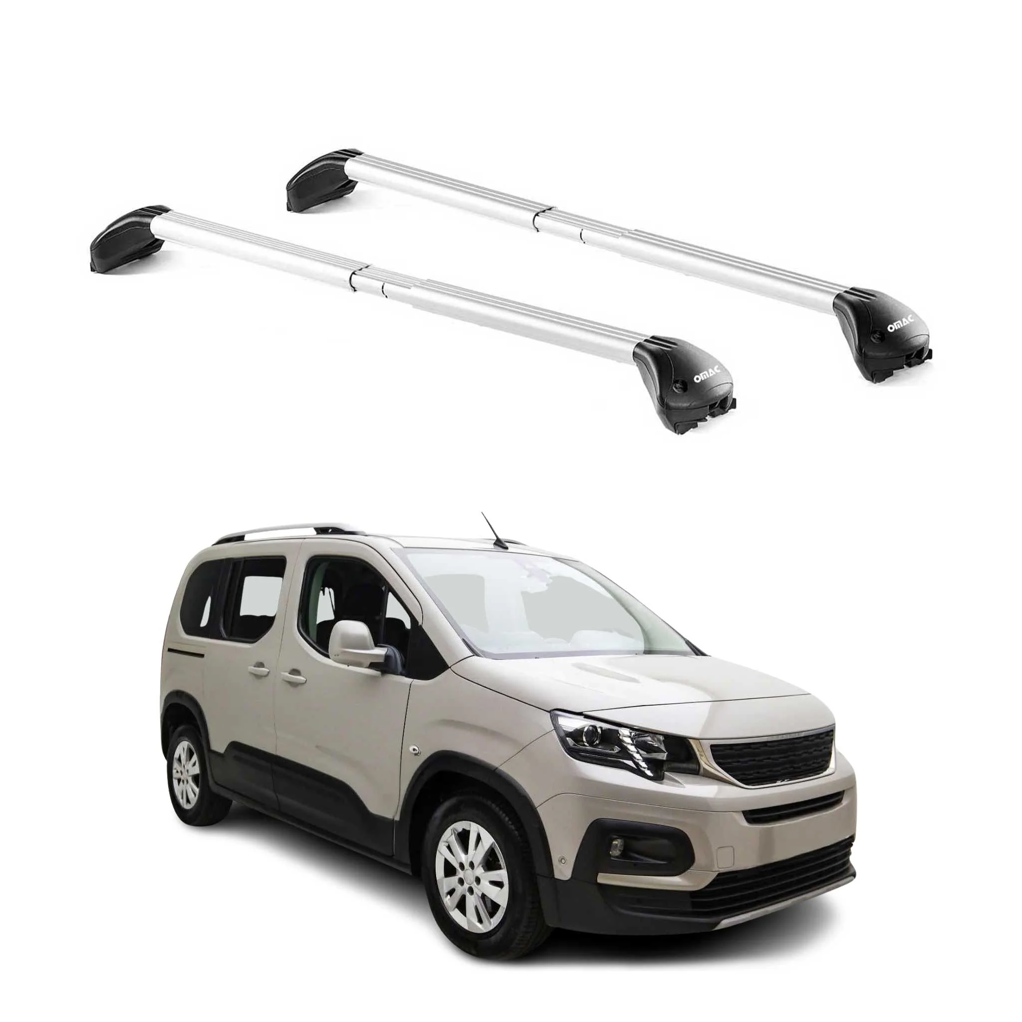 Dachträger für Peugeot Partner / Rifter 2008-2026 3-5 tür 100kg Alu ABE Silber