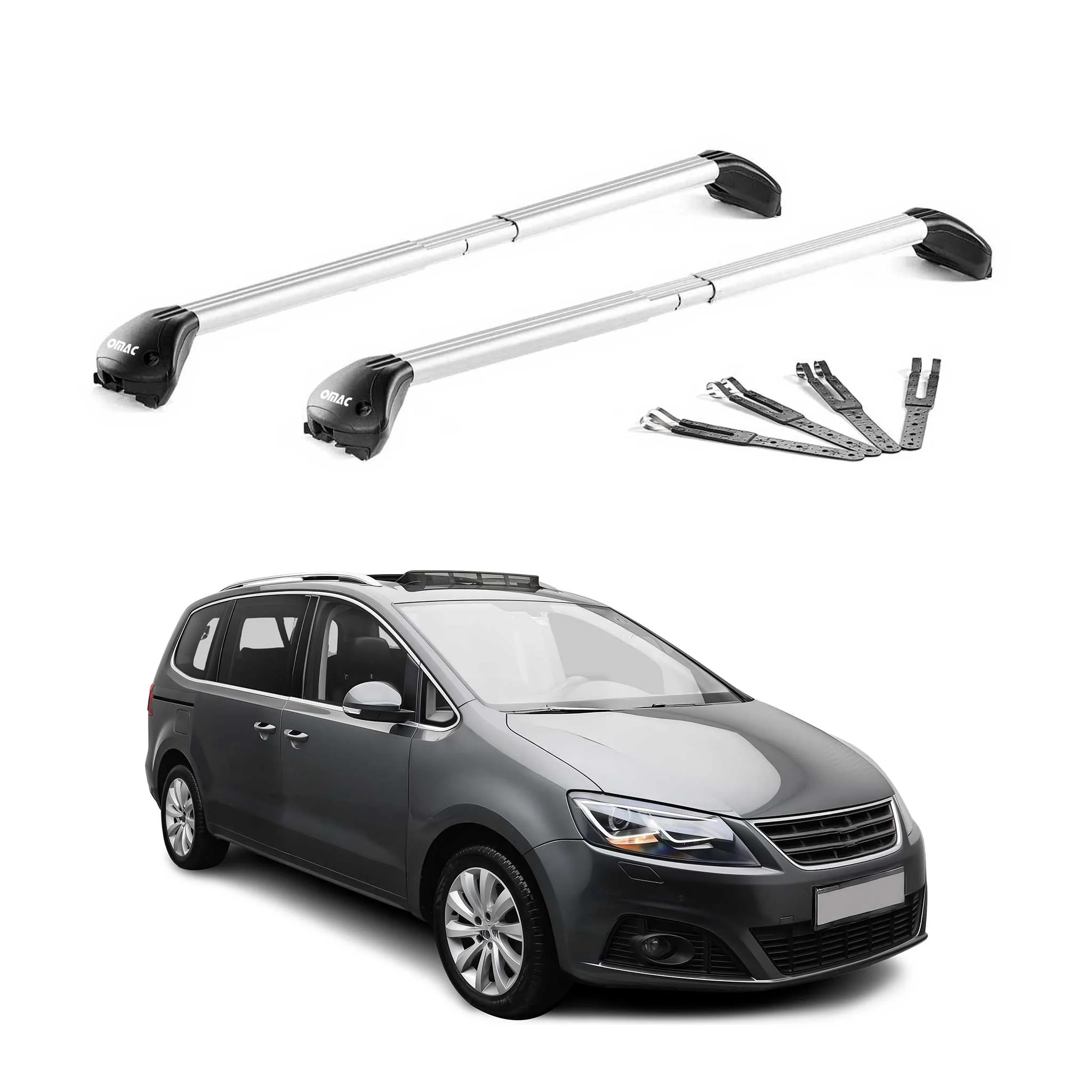 Dachträger für Seat Alhambra II 2010-2020 100kg Aluminium Silber 2x ABE