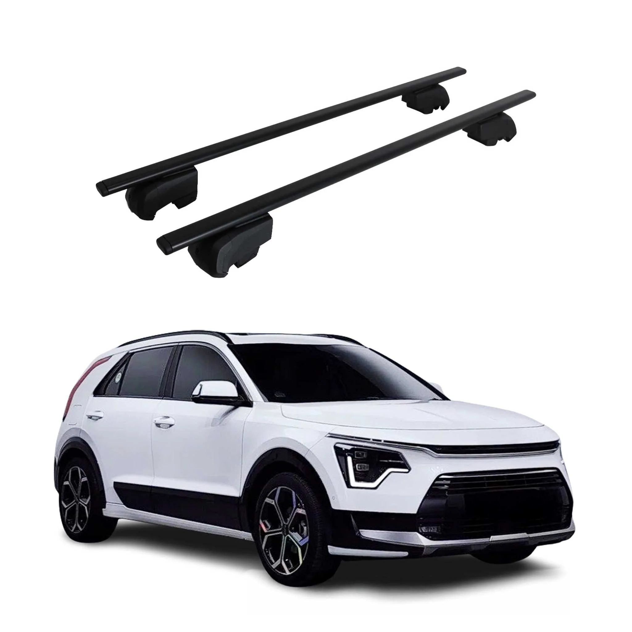 Dachträger Grundtäger für Kia Niro I 2017-2022 75kg Metall Schwarz 2 tlg