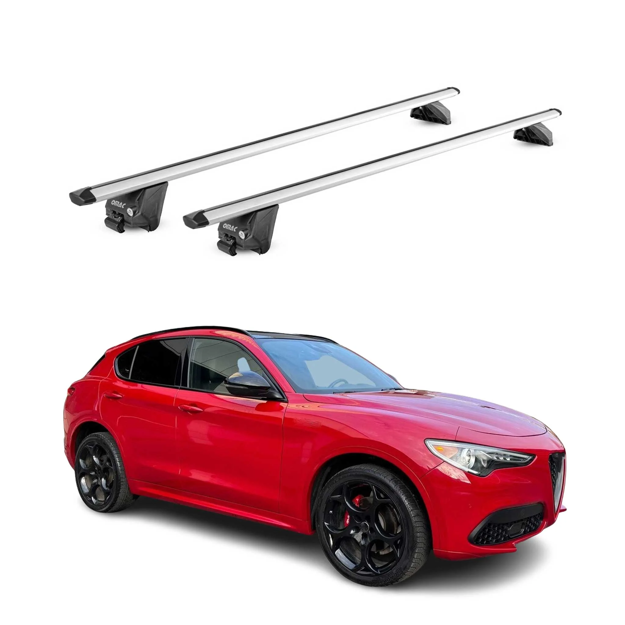 Dachträger Grundtäger für Alfa Romeo Stelvio 2016-2026 100kg Alu Grau 2 tlg ABE