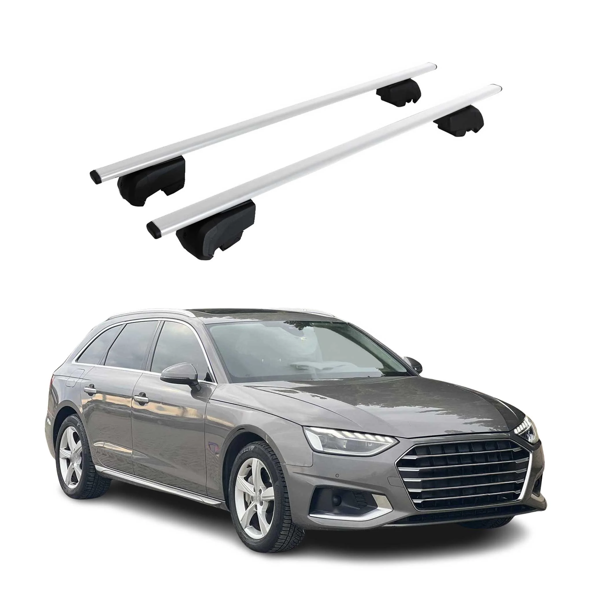Dachträger Gepäckträger für Audi A4 B9 Avant 2016-2025 ABE Metall Silber 2x