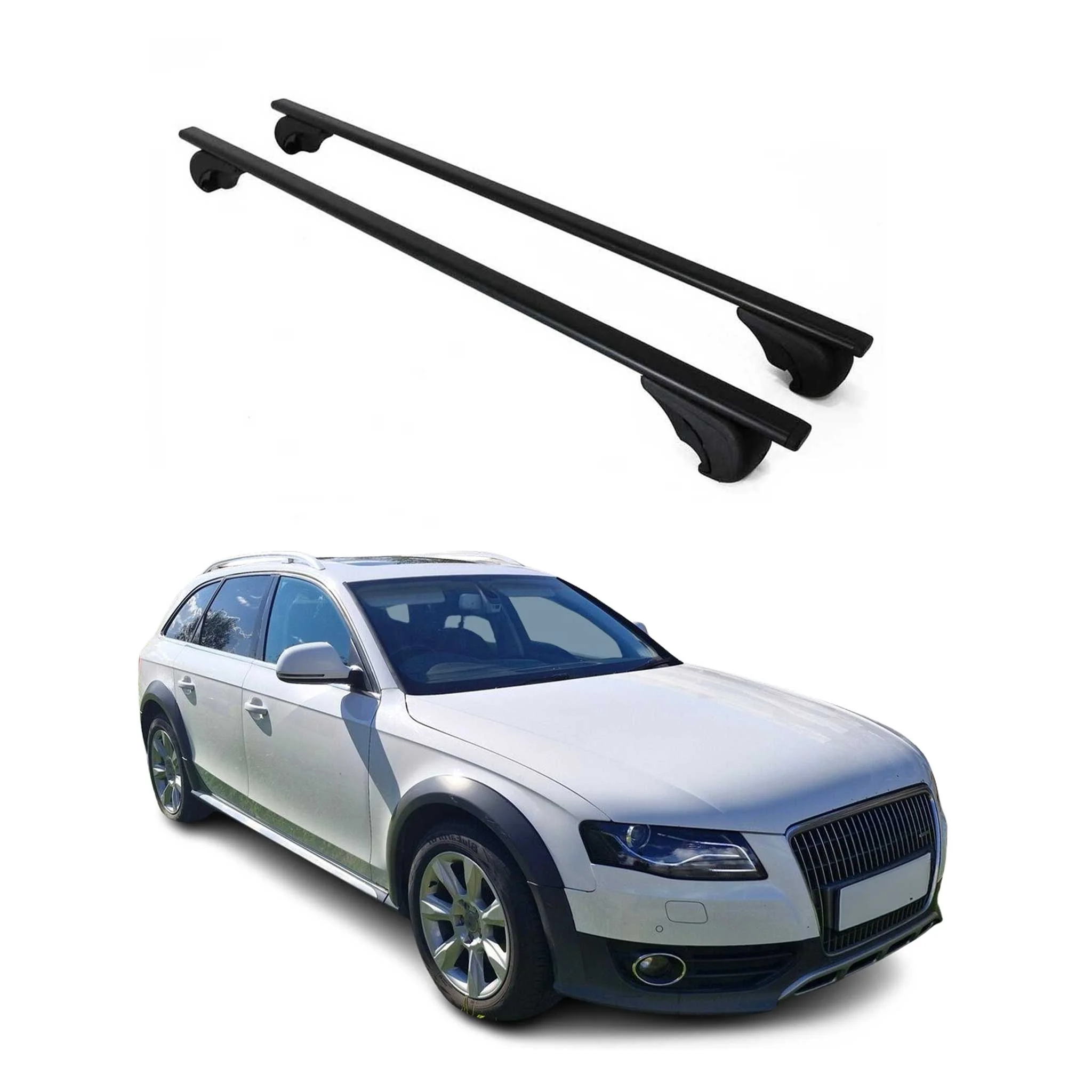 Dachträger Grundtäger für Audi A4 Allroad B8 2009-2015 75kg Metall Schwarz 2 tlg