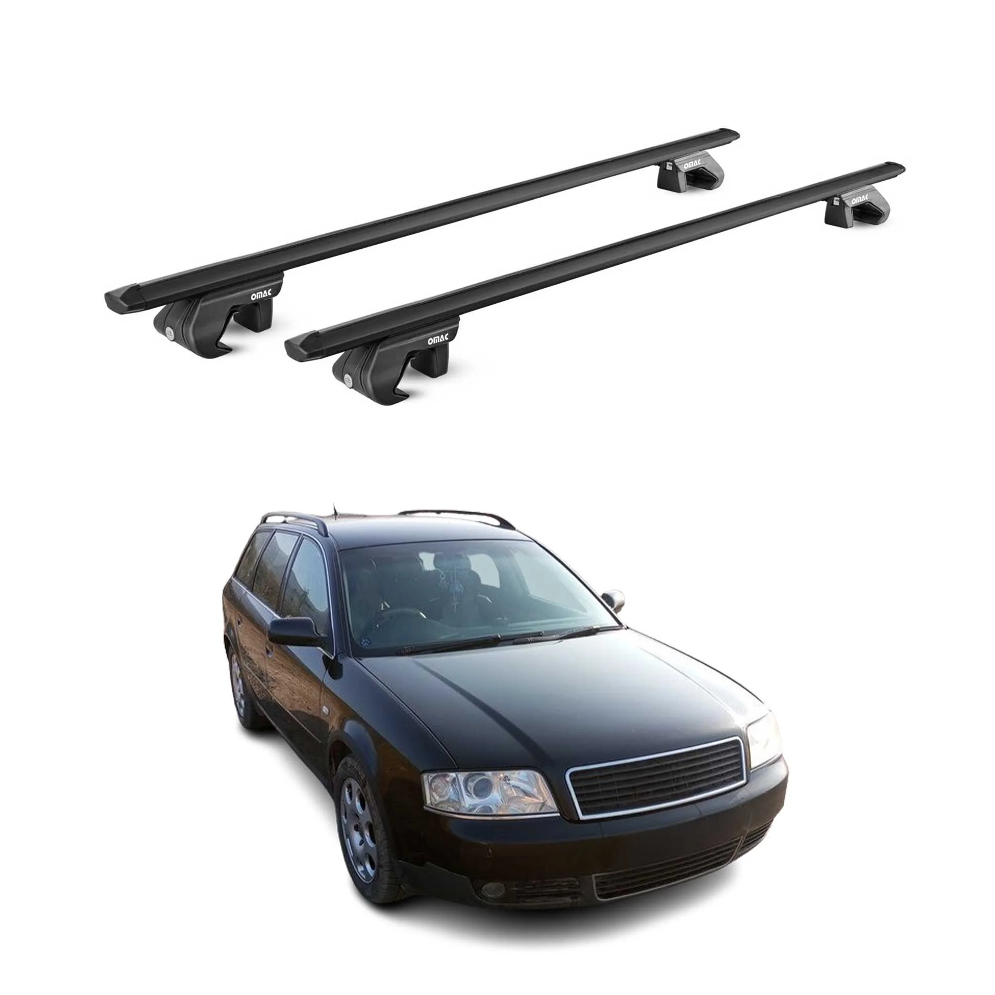 Dachträger Grundtäger für Audi A6 Allroad Avant 1994-2005 90kg Alu Schwarz ABE