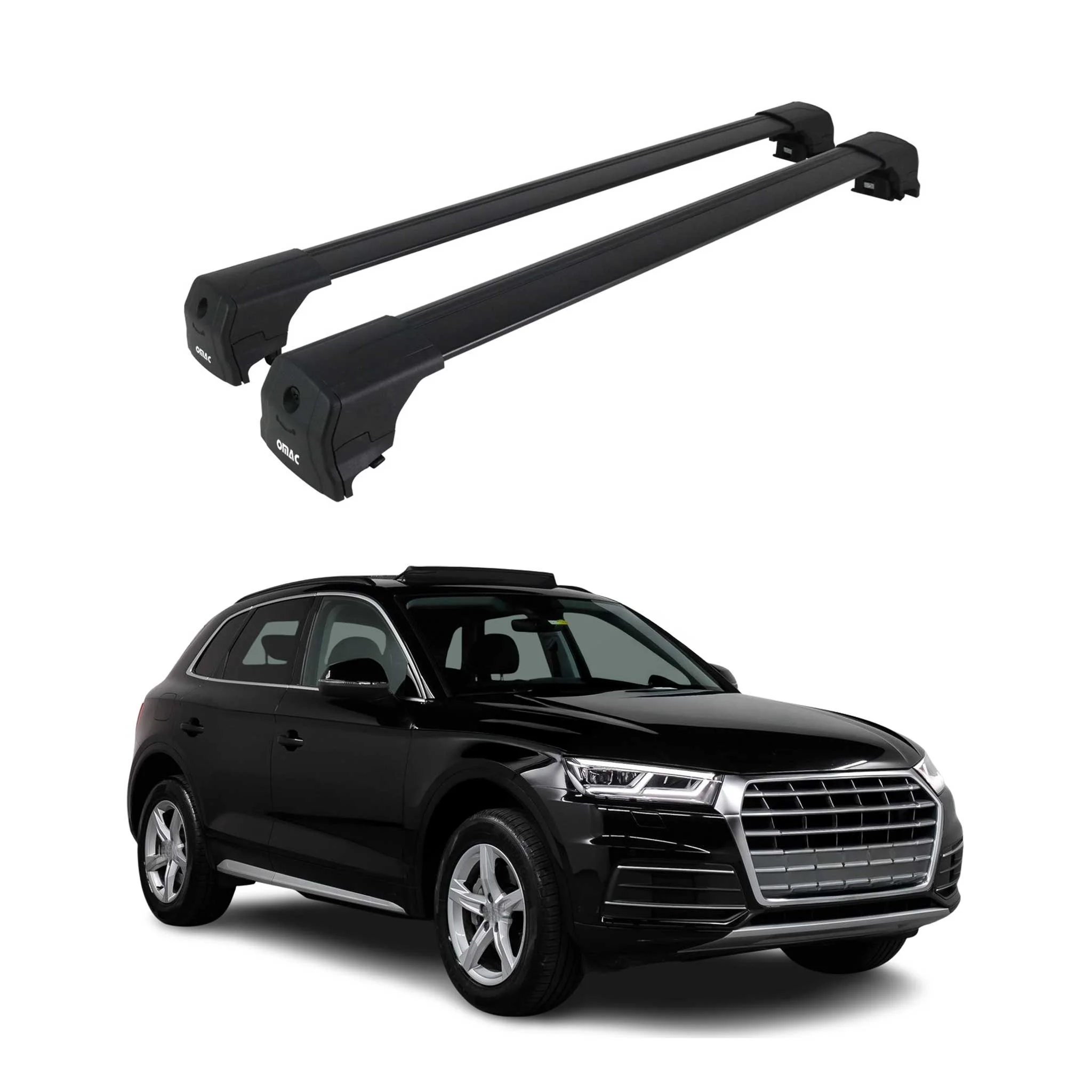 Dachträger Grundtäger für Audi Q5 mk2 2017-2025 75kg Aluminium Schwarz 2 tlg