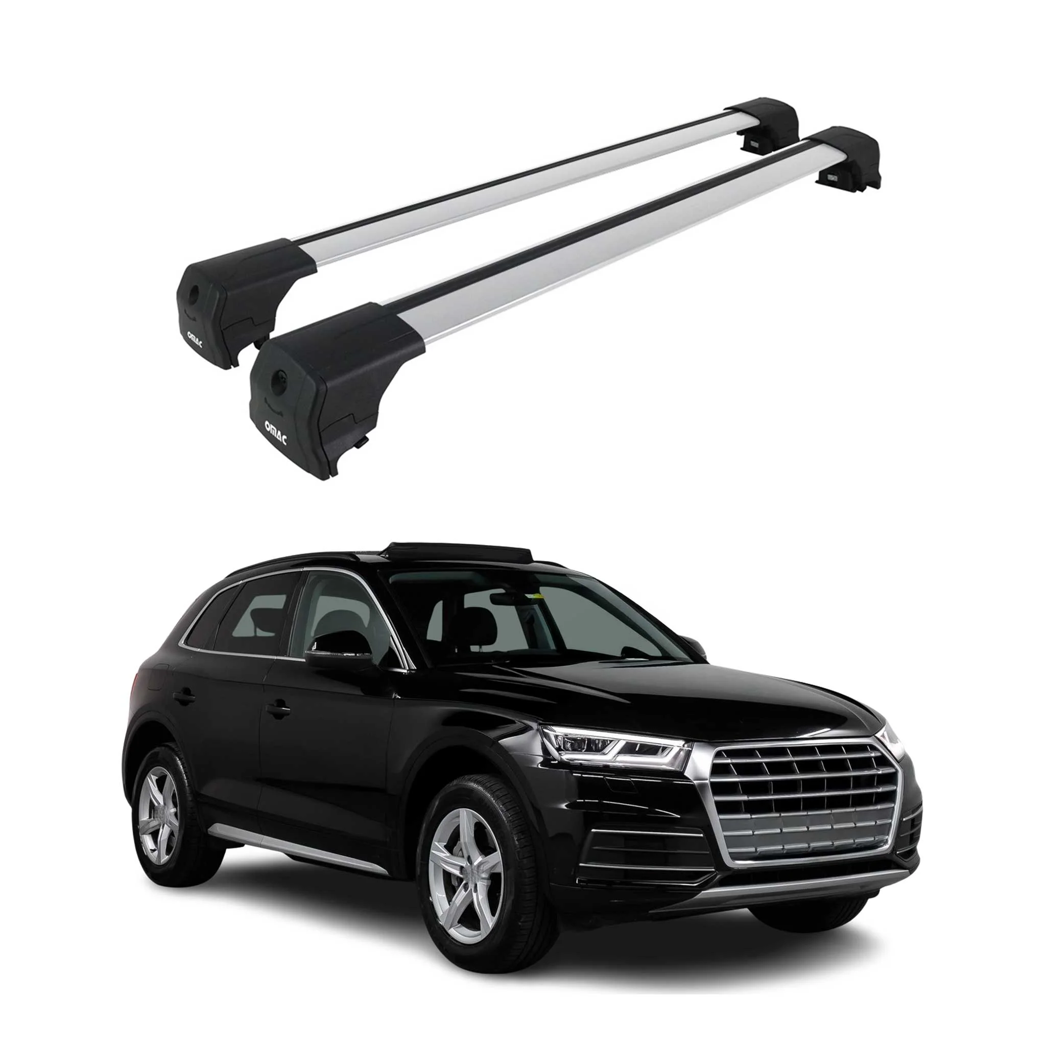 Dachträger Grundtäger für Audi Q5 mk2 2017-2025 75kg Aluminium Silber 2 tlg