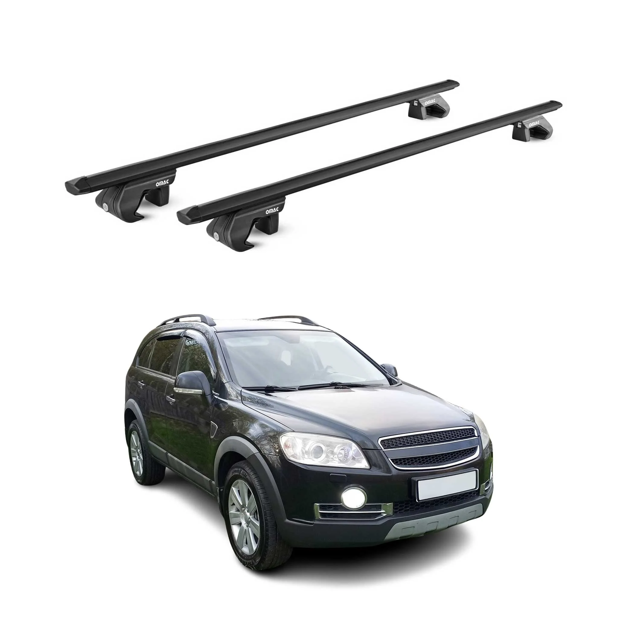 Dachträger Grundtäger für Chevrolet Captiva 2006-2016 90kg Alu Schwarz 2 tlg ABE