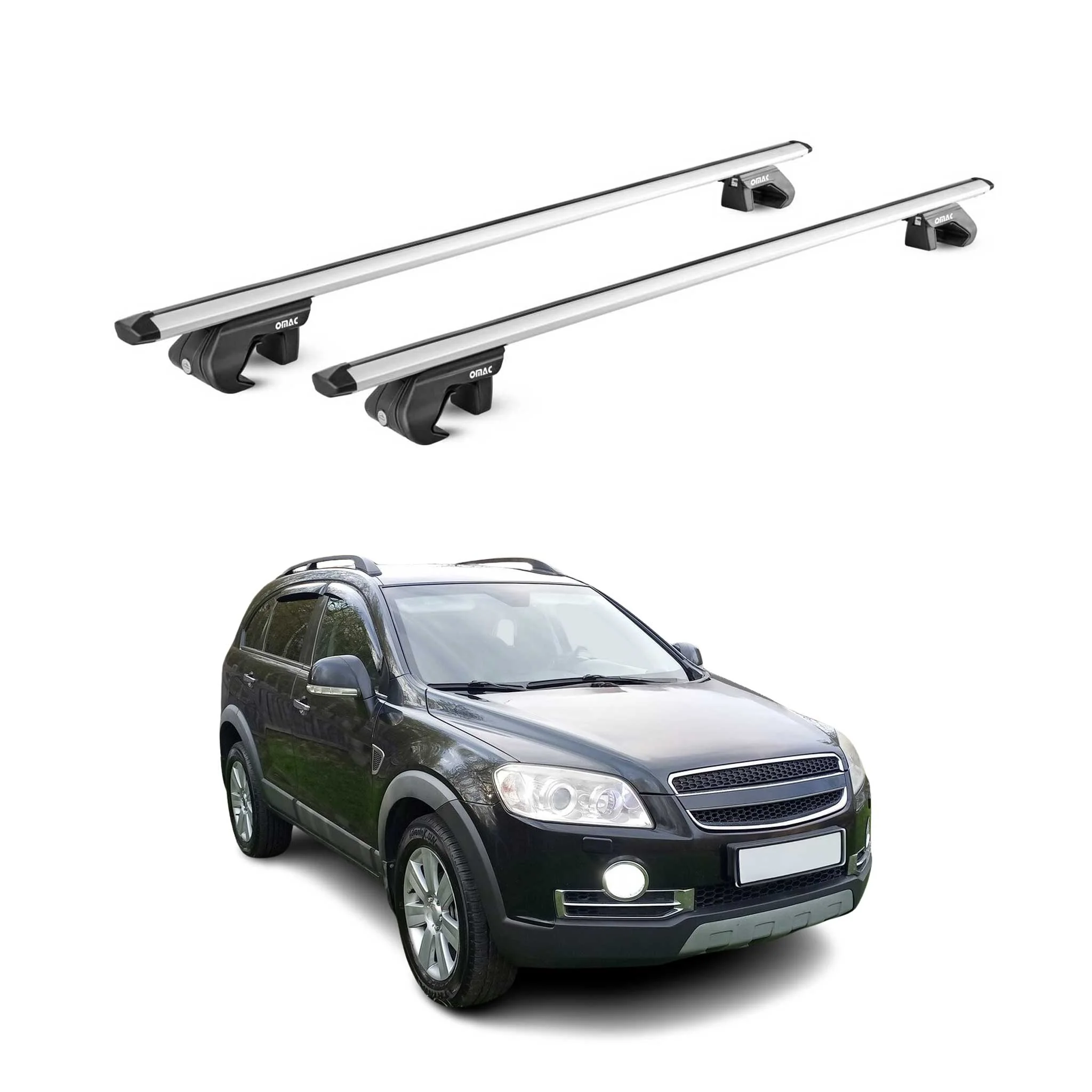 Dachträger Grundtäger für Chevrolet Captiva 2006-2016 90kg Alu Silber 2 tlg ABE