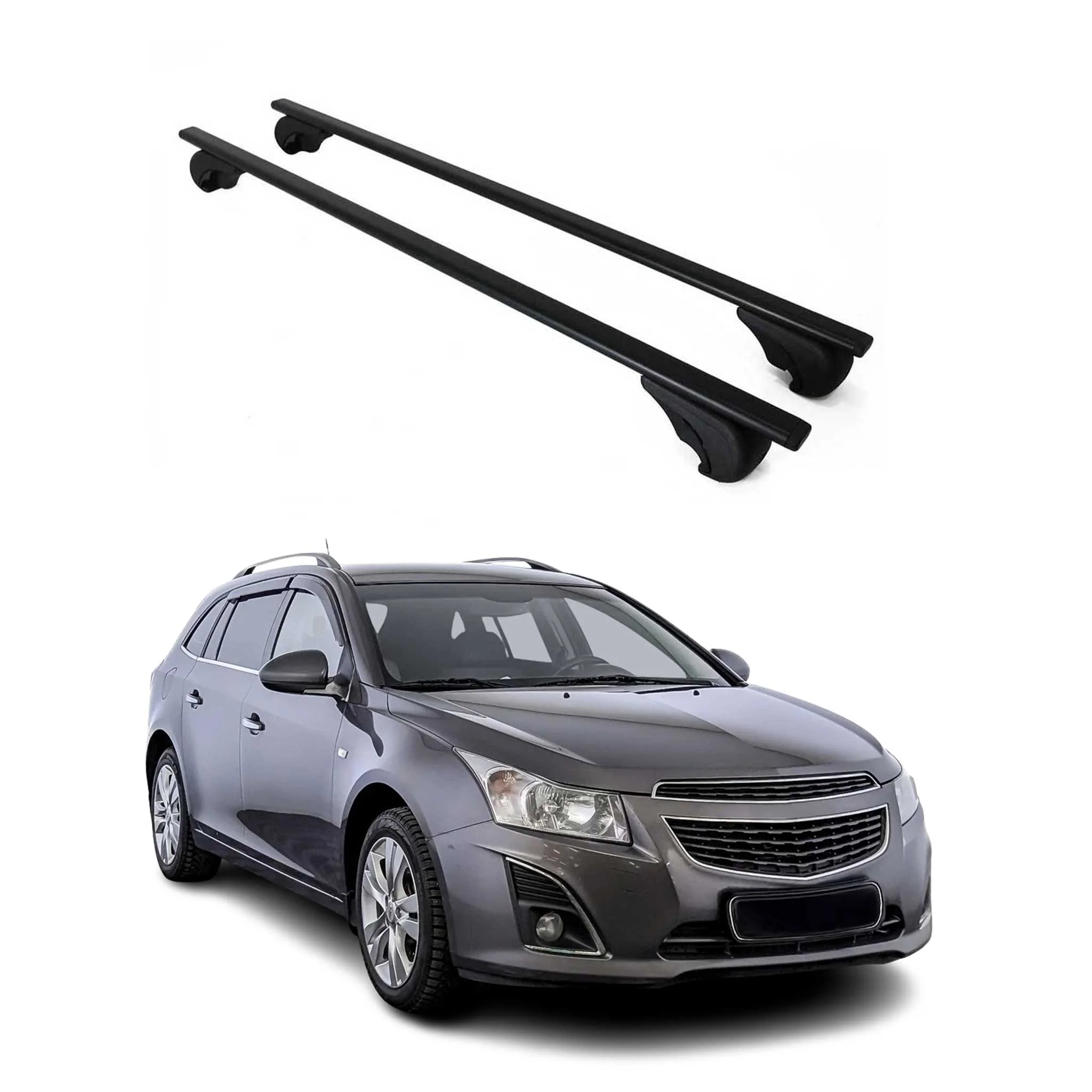 Dachträger Grundtäger für Chevrolet Cruze Kombi 2008-2016 75kg Metall Schwarz 2x