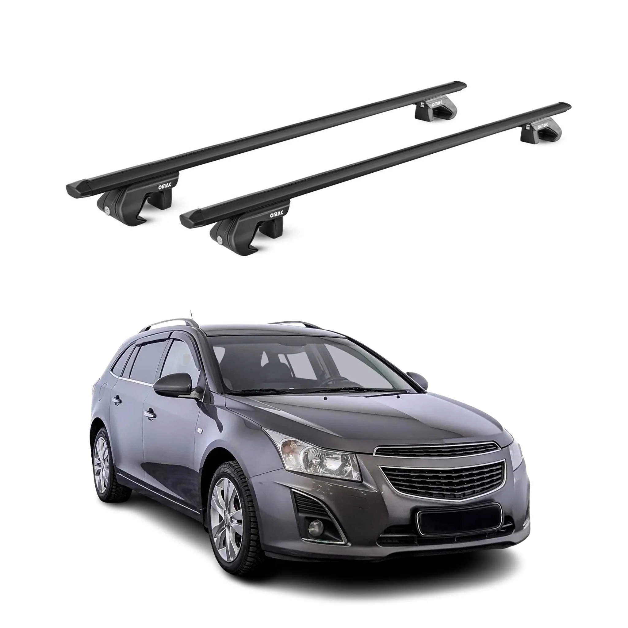 Dachträger Grundtäger für Chevrolet Cruze Kombi 2012-2016 90kg Alu Schwarz ABE