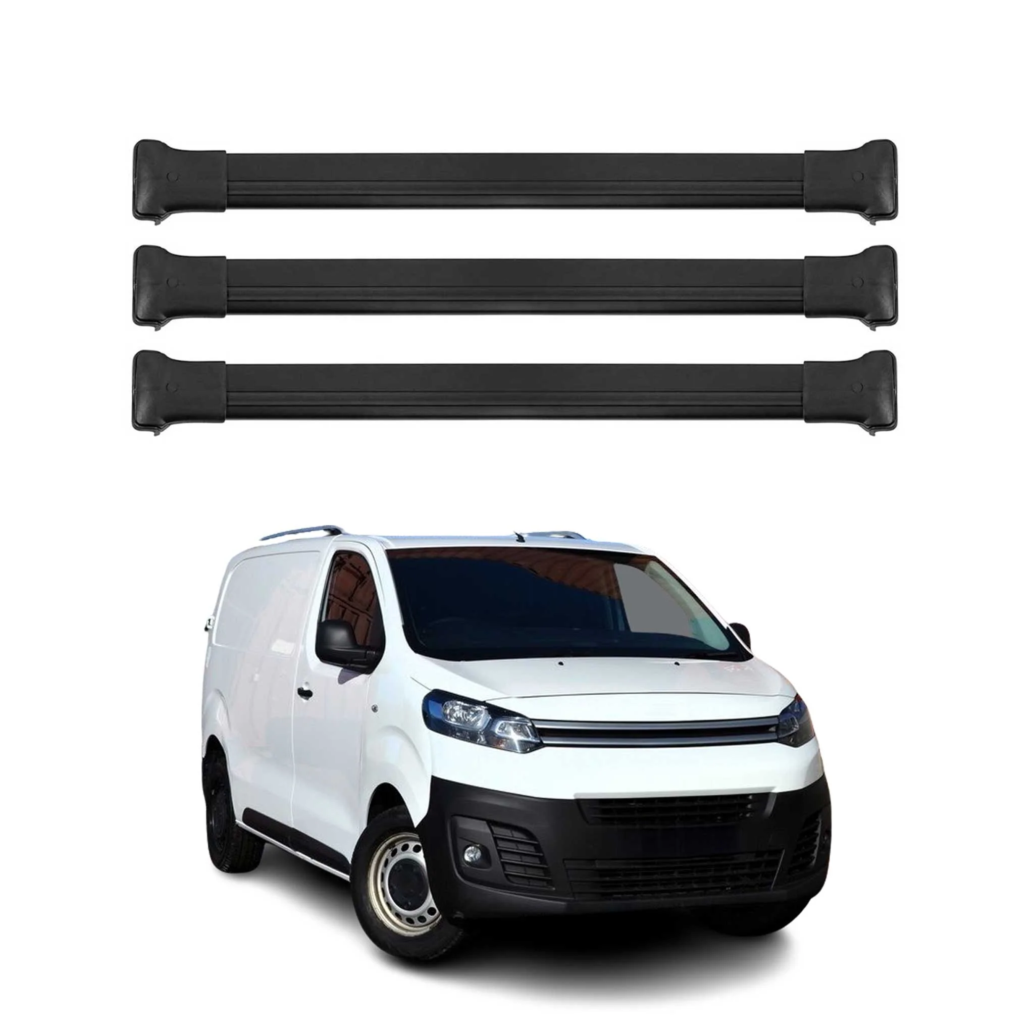 Dachträger Grundtäger für Citroen Jumpy 2016-2026 75kg Aluminium Schwarz 3 tlg