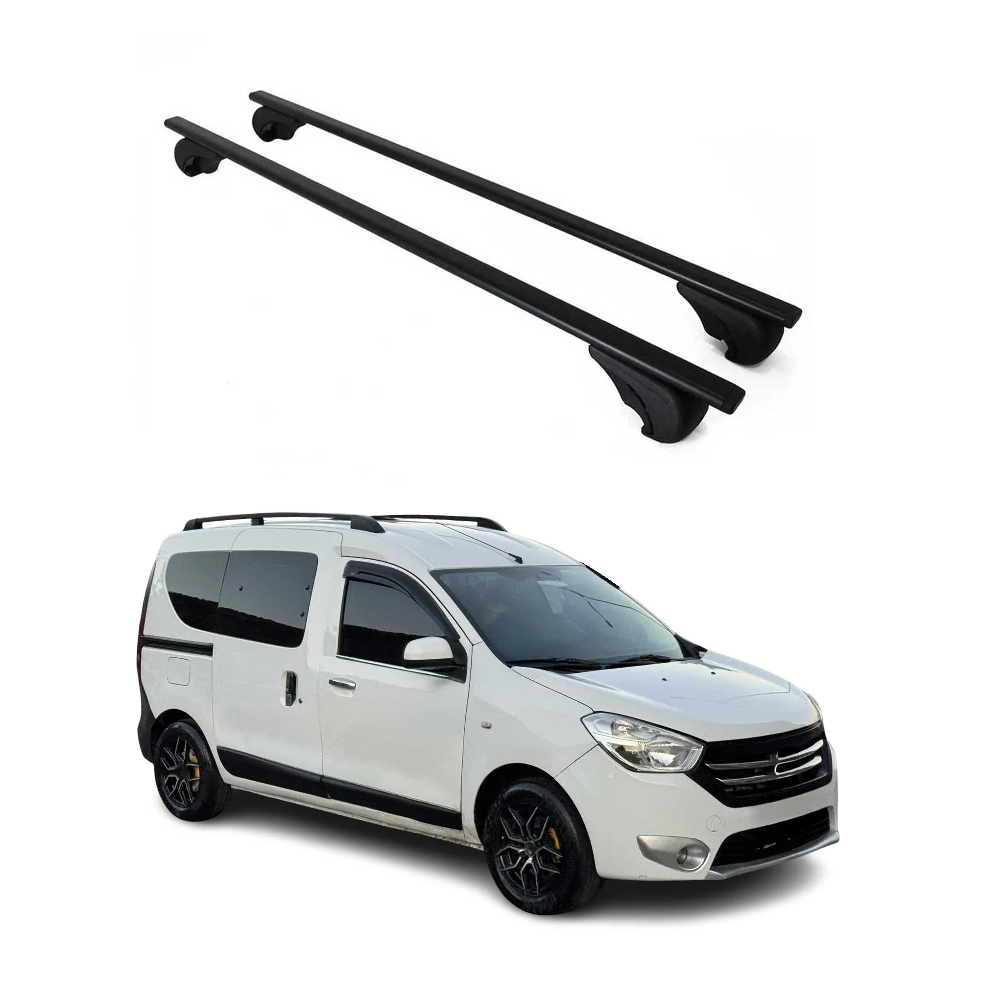 Dachträger Grundtäger für Dacia Dokker 2012-2021 75kg Metall Schwarz 2 tlg