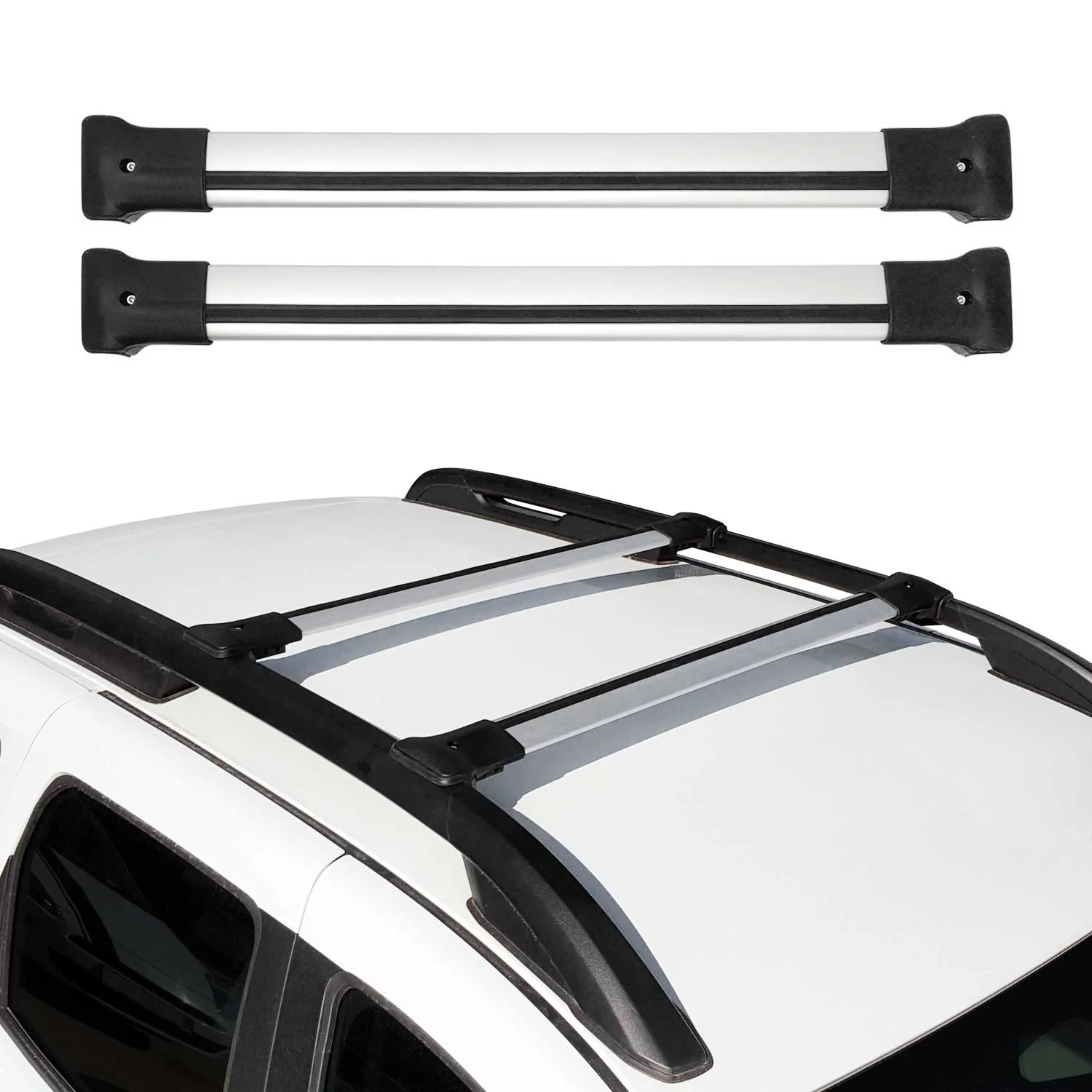 Dachträger Grundtäger für Dacia Duster mk2 2018-2023 75kg Aluminium Silber 2 tlg - Image 2