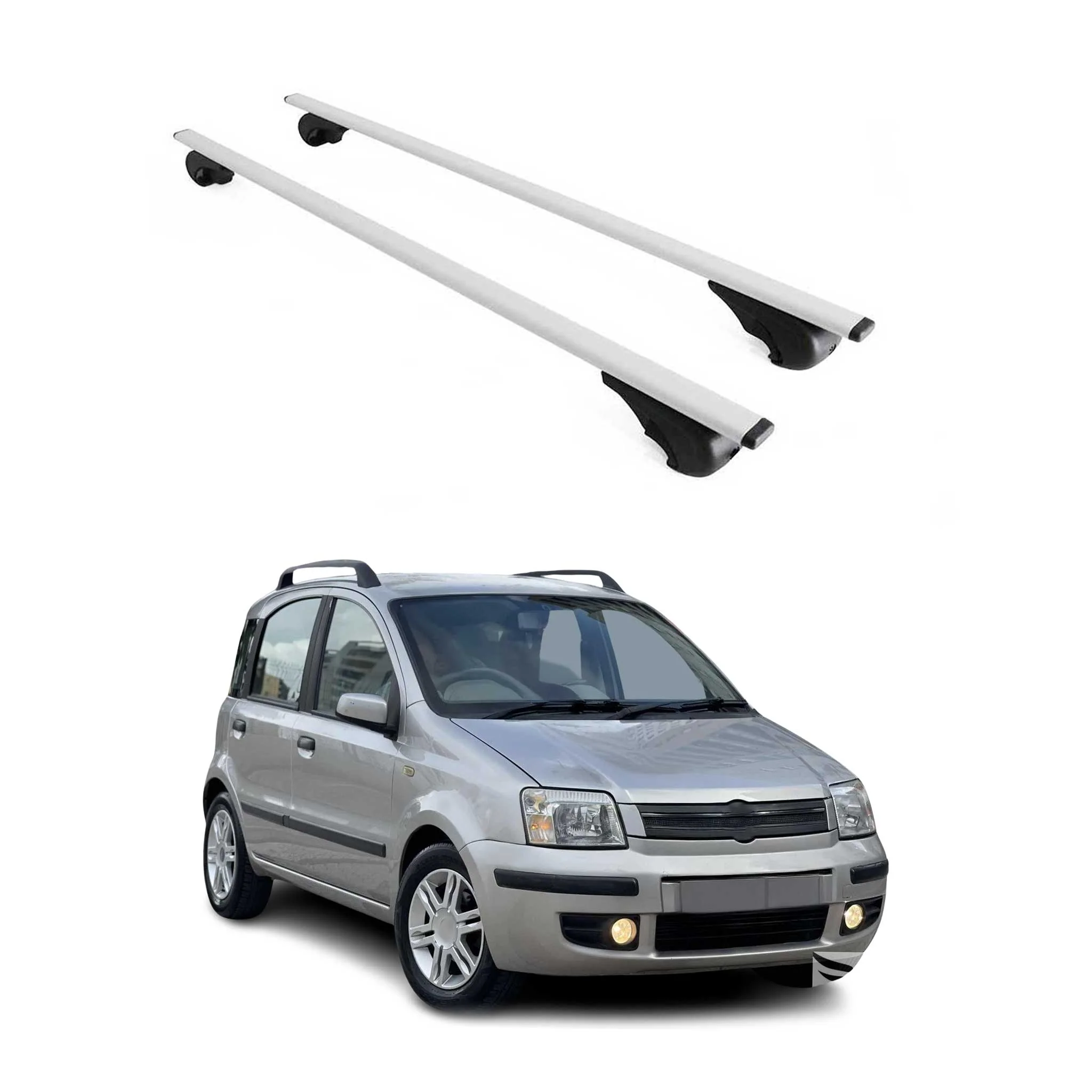 Dachträger Grundtäger für Fiat Panda 2003-2012 75kg Metall Silber 2 tlg