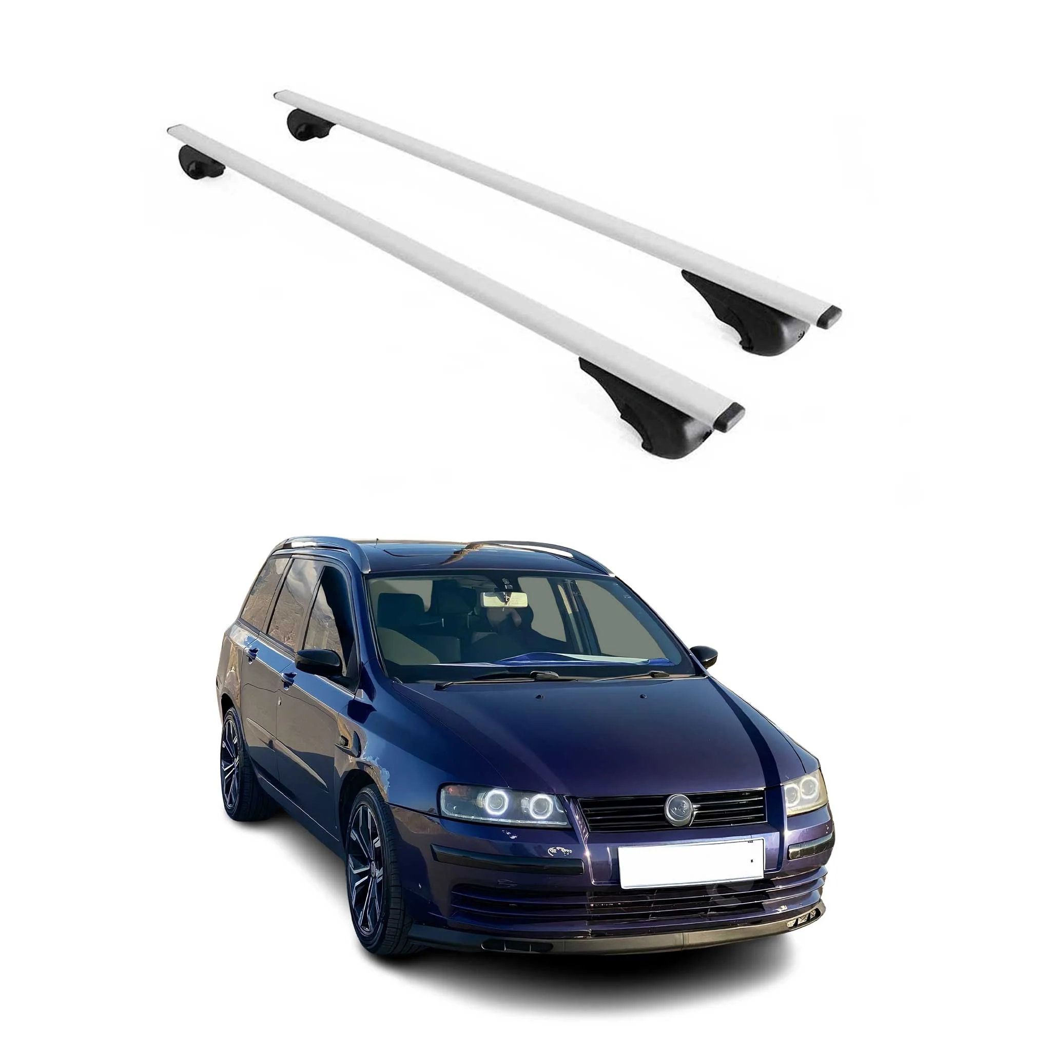 Dachträger Grundtäger für Fiat Stilo 2001-2010 75kg Metall Silber 2 tlg