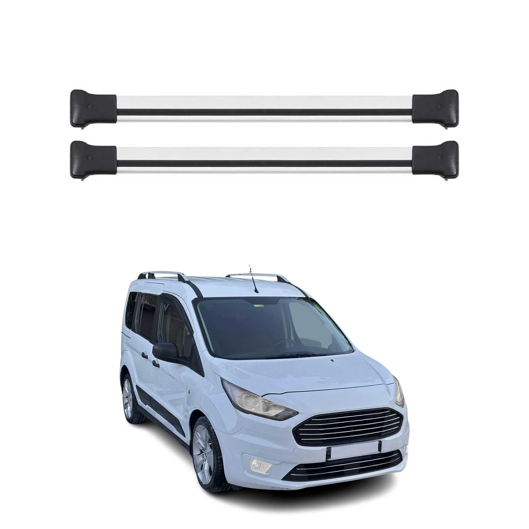 Dachträger Grundtäger für Ford Connect 2014-2021 75kg Aluminium Silber 2 tlg