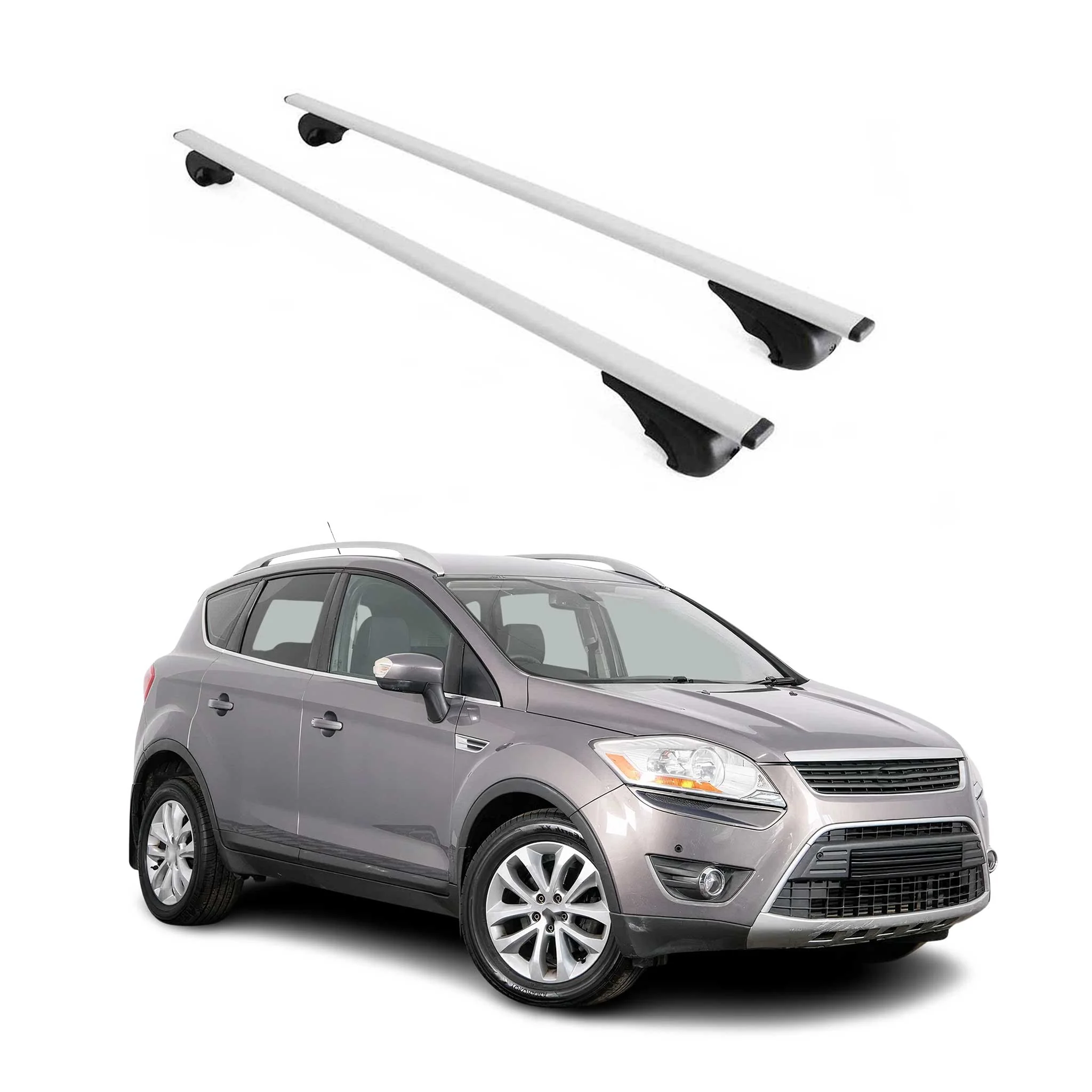 Dachträger Gepäckträger für Ford Kuga I 2008-2012 Grundträger Metall Silber 2tlg
