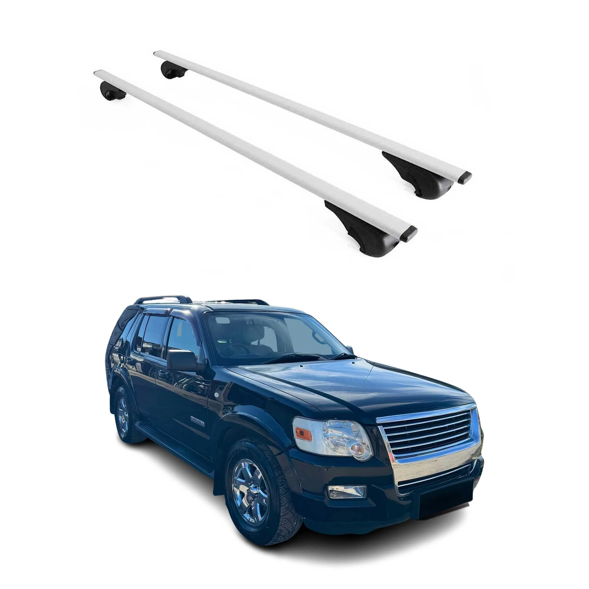 Dachträger Grundtäger für Ford Explorer 2006-2010 75kg Metall Silber 2 tlg