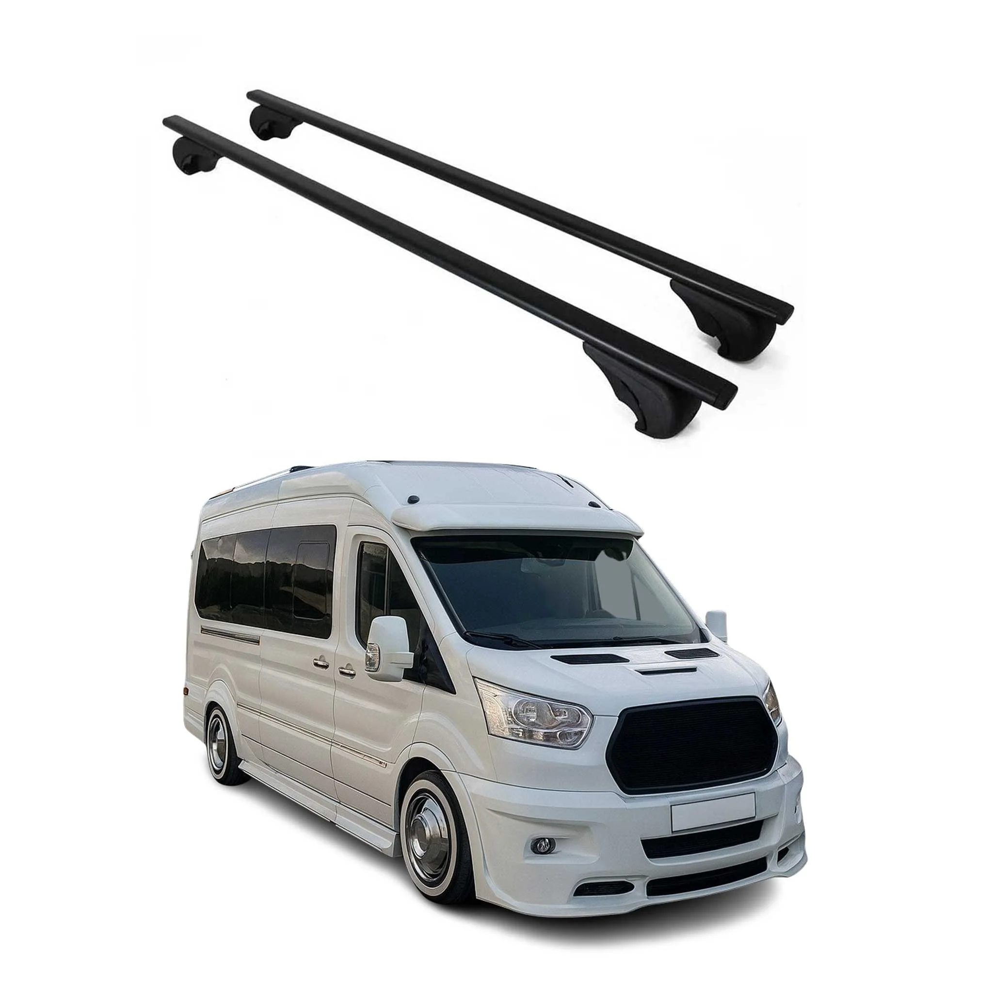 Dachträger Grundtäger für Ford Transit 2015-2026 75kg Metall Schwarz 2 tlg