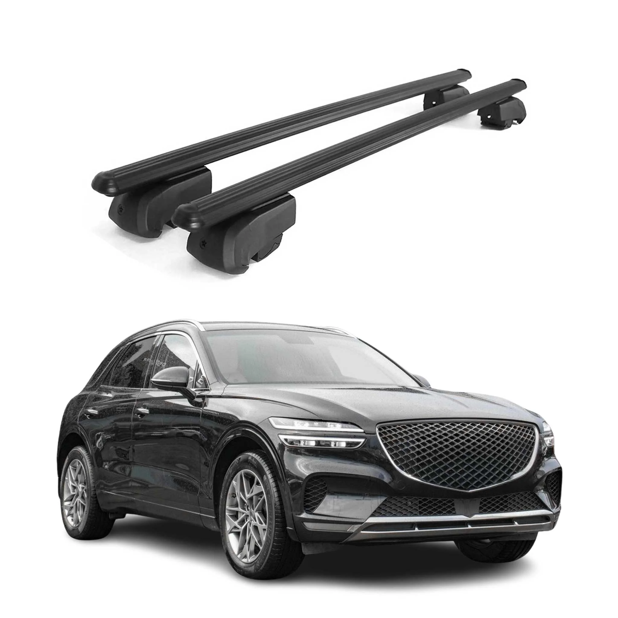 Dachträger Grundtäger für Genesis GV60 2022-2026 75kg Alu Schwarz 2tlg