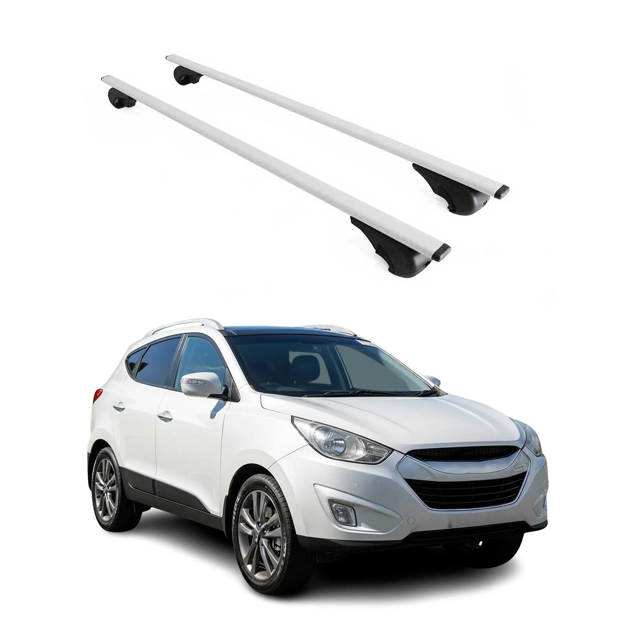 Dachträger Grundtäger für Hyundai ix35 2010-2015 75kg Metall Silber 2 tlg