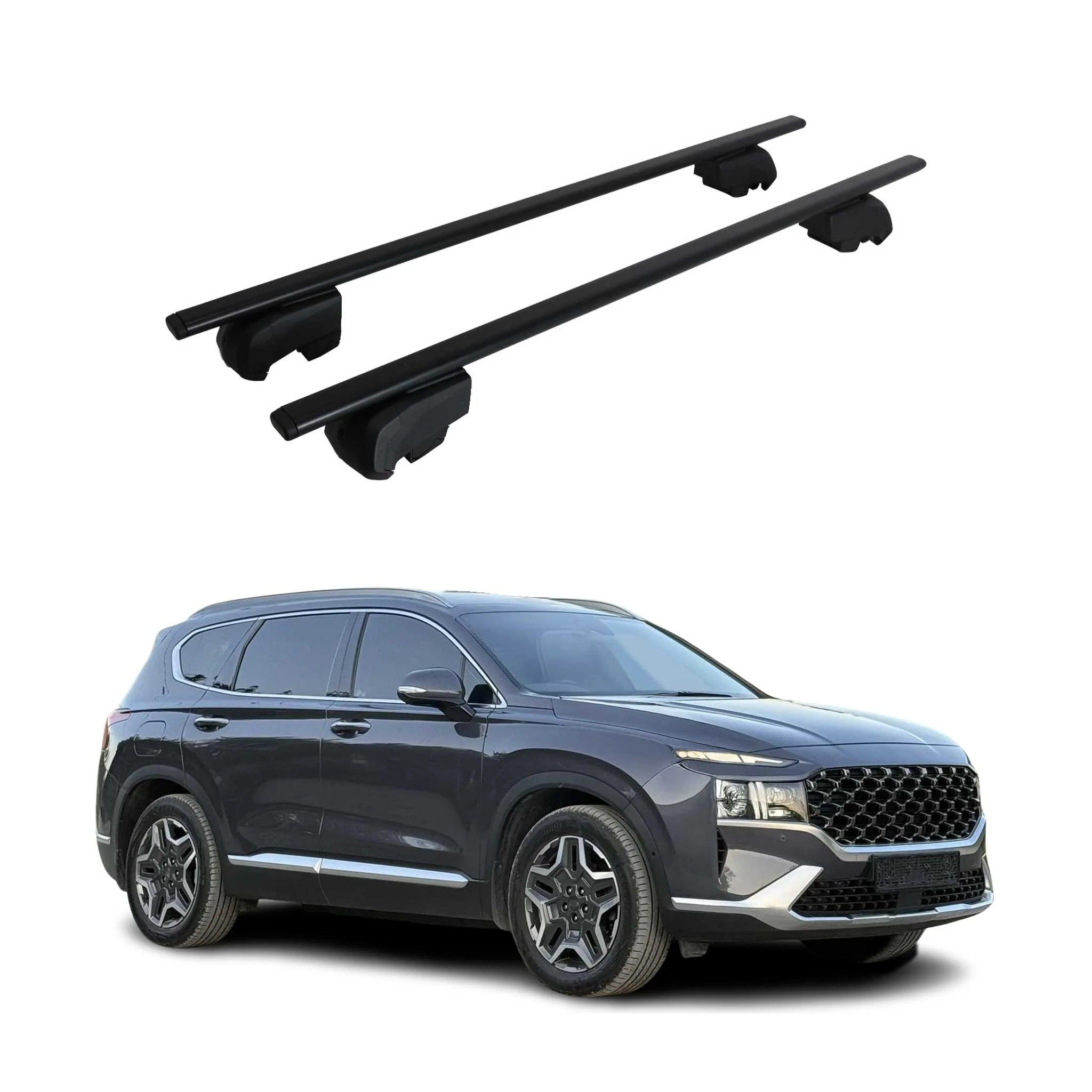 Dachträger Gepäckträger für Hyundai Santa Fe 2019-2023 ABE Metall Schwarz 2x