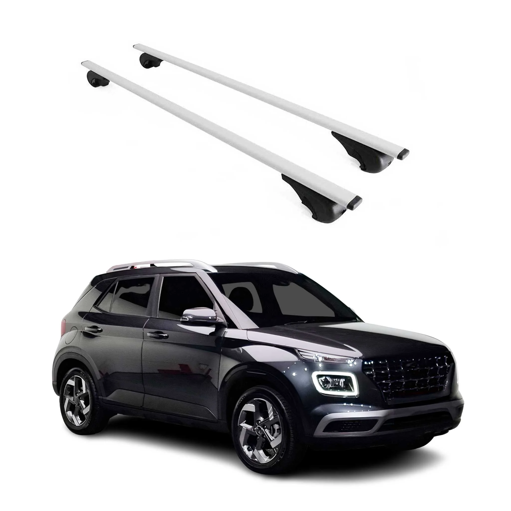 Dachträger Grundtäger für Hyundai Venue 2020-2026 75kg Metall Silber 2 tlg