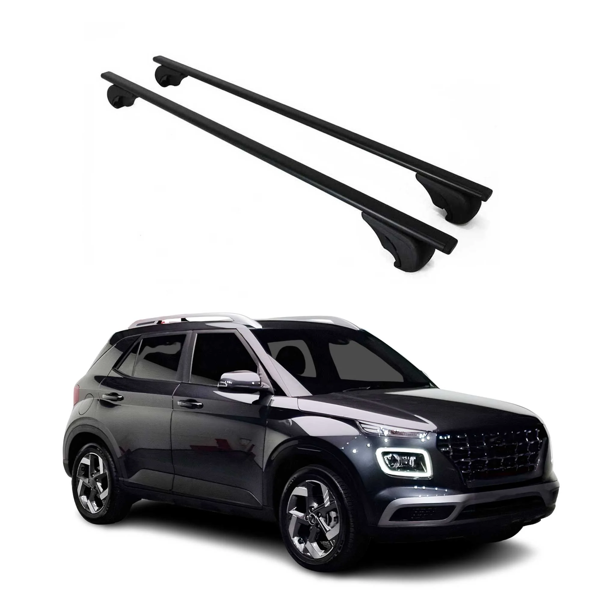 Dachträger Grundtäger für Hyundai Venue 2020-2026 75kg Metall Schwarz 2 tlg