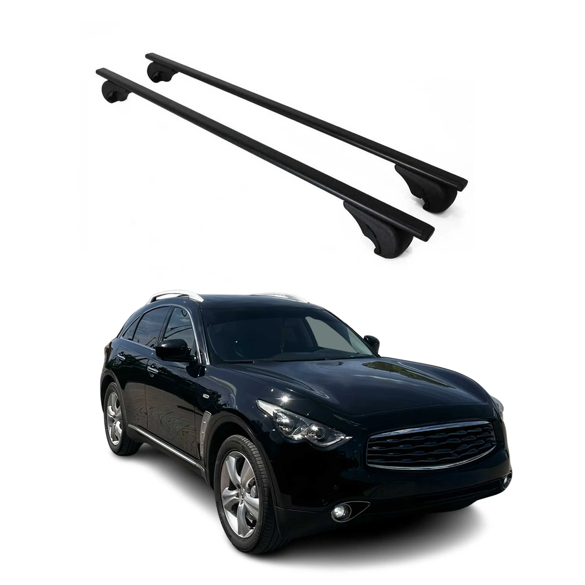 Dachträger Grundtäger für Infiniti FX 2003-2008 75kg Metall Schwarz 2 tlg