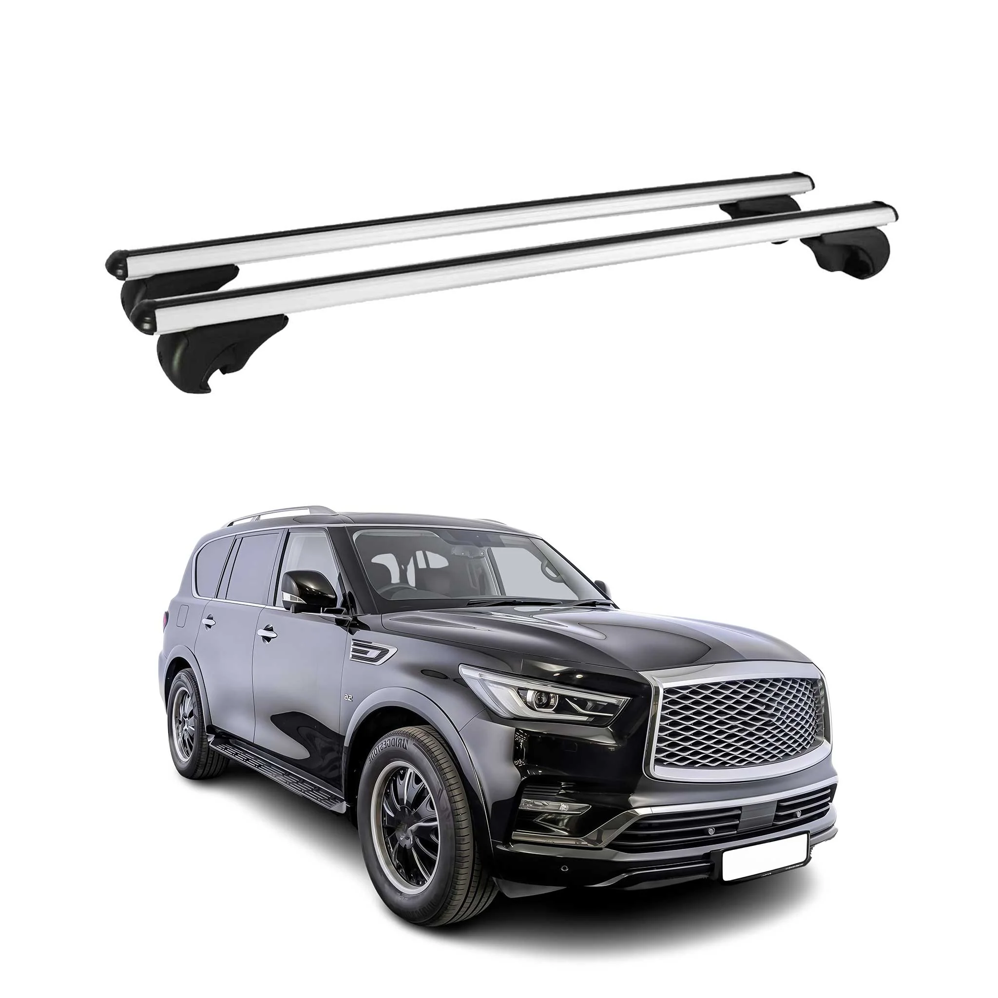 Dachträger Grundtäger für Infiniti QX80 2015-2018 75kg Aluminium Silber 2 tlg