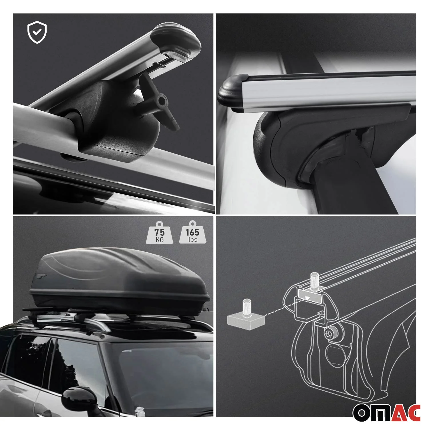 Dachträger Grundtäger für Infiniti QX80 2015-2018 75kg Aluminium Silber 2 tlg - Image 4