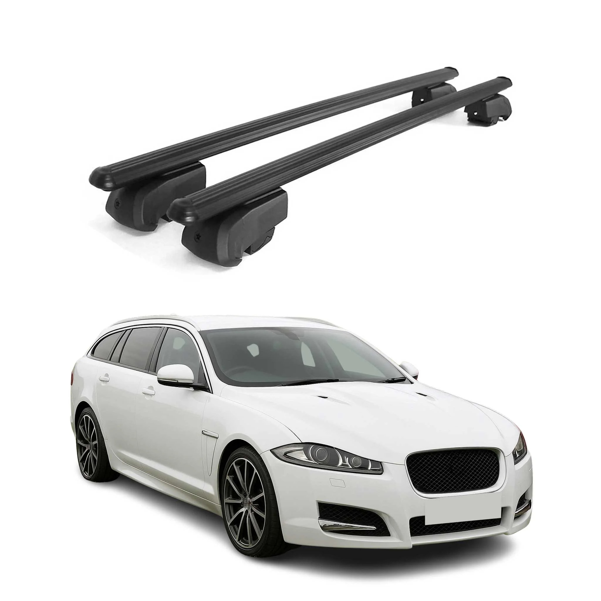 Dachträger Gepäckträger für Jaguar XF Sportbrake SW 2018-2021 ABE Schwarz 2x