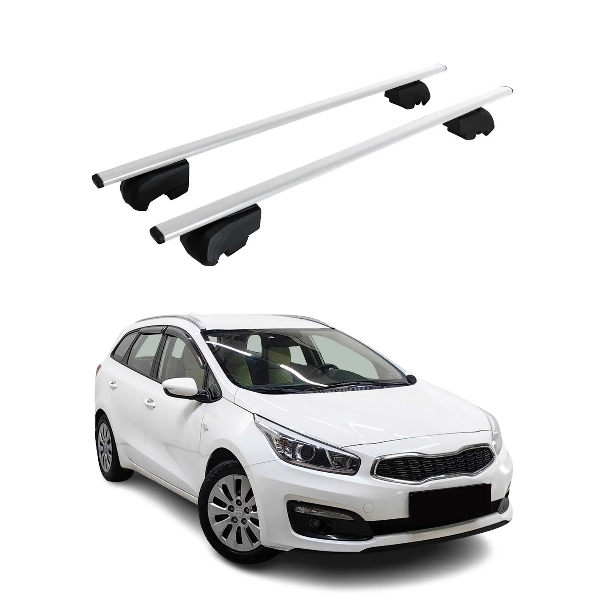 Dachträger Gepäckträger für Kia Cee'D JD 2012-2018 Grundträger ABE Silber 2x