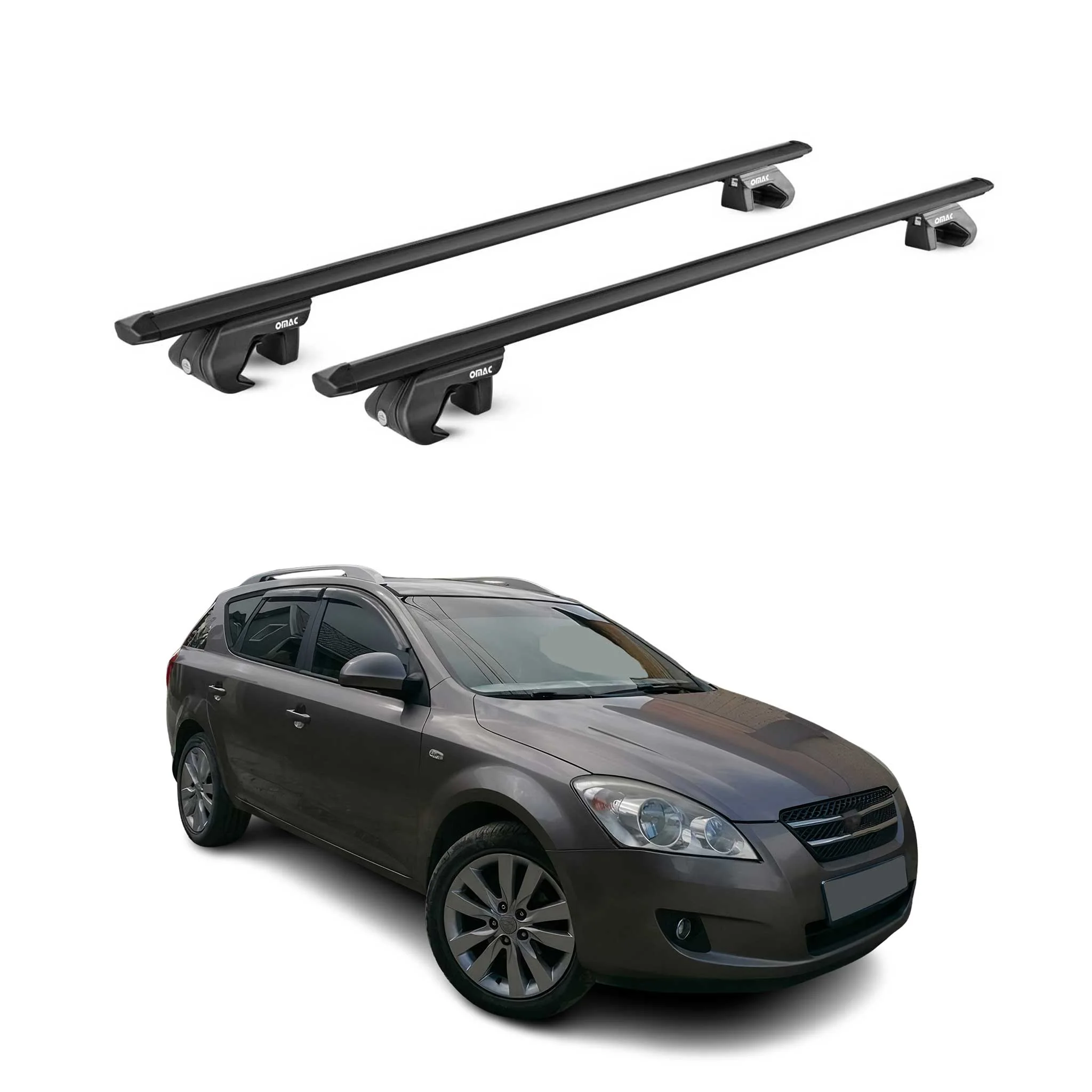 Dachträger Grundtäger für Kia Cee'd Kombi ED 2007-2012 90kg Alu Schwarz 2x ABE
