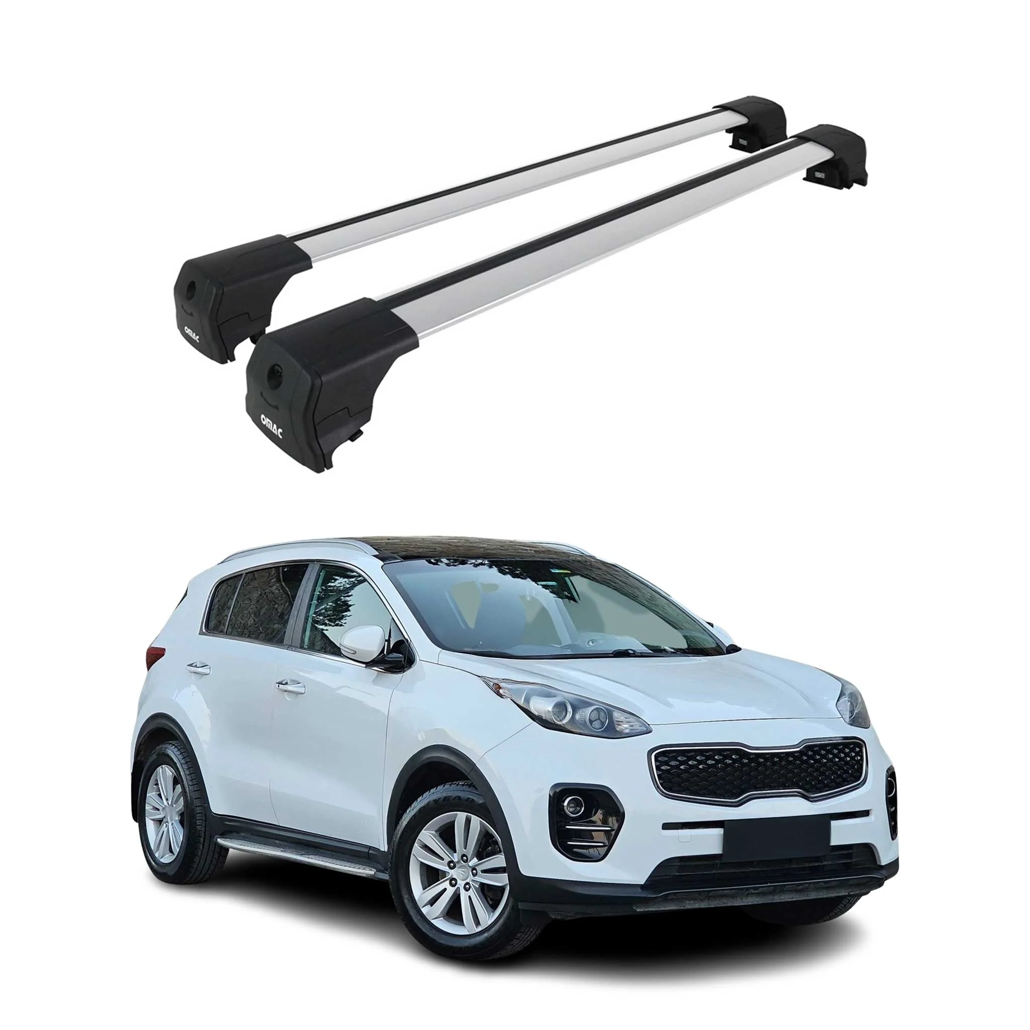 Dachträger Grundtäger für Kia Sportage QL 2015-2021 75kg Aluminium Silber 2 tlg