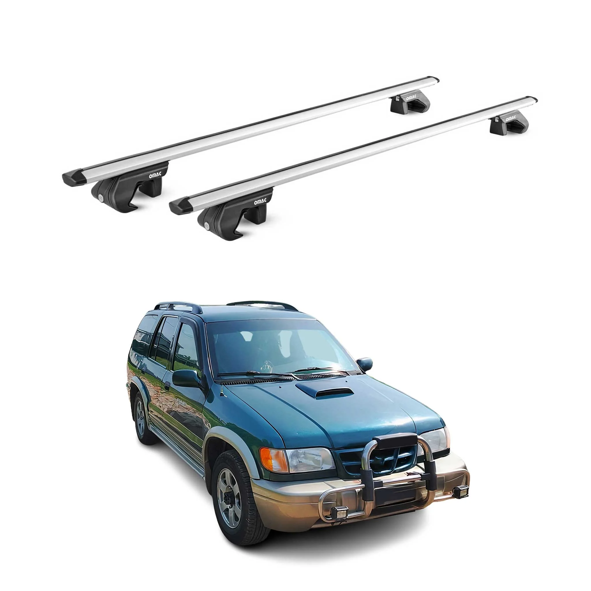 Dachträger Grundtäger für Kia Sportage JA 1993-2004 90kg Alu Silber 2 tlg ABE