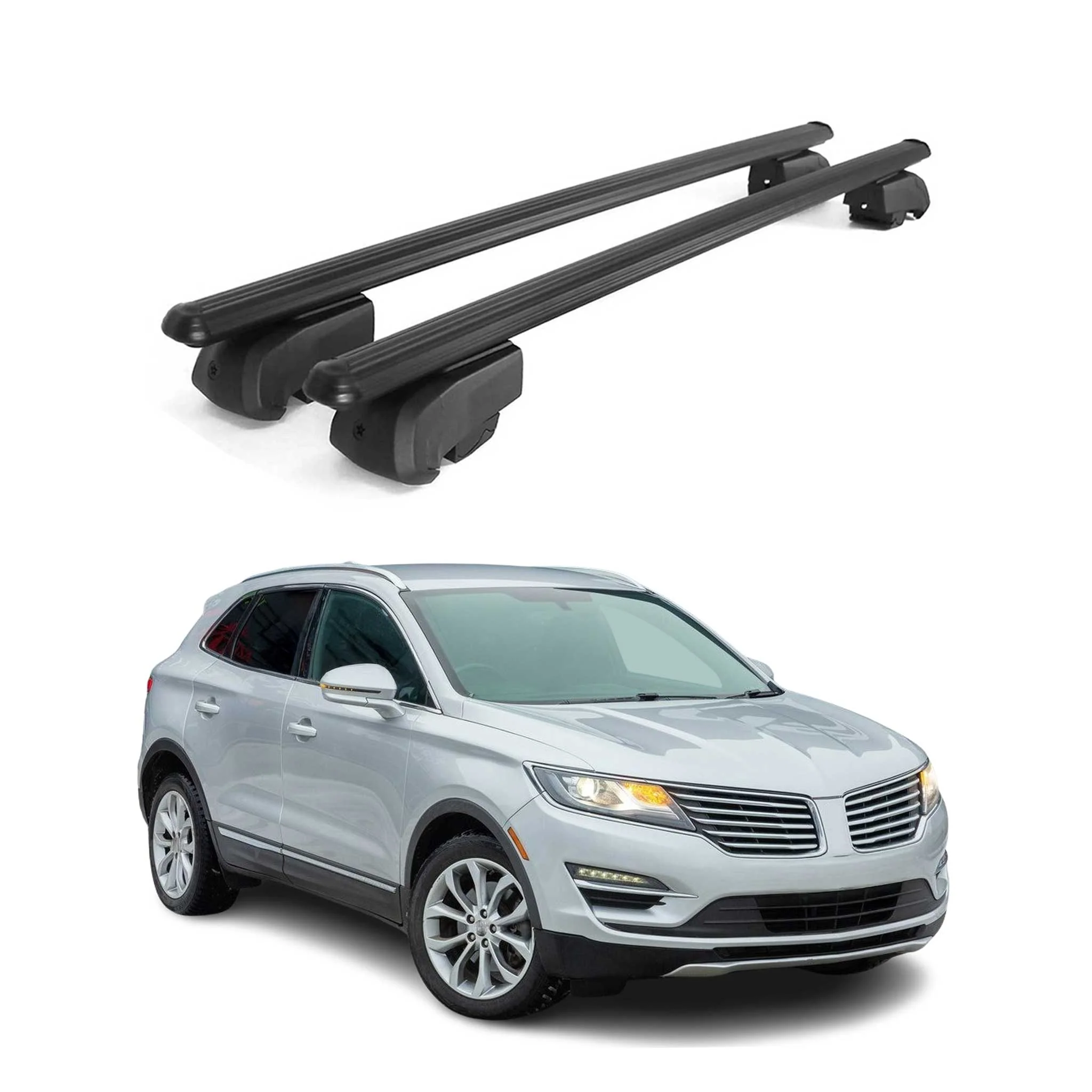 Dachträger Gepäckträger für Lincoln MKC 2015-2019 Querträger ABE Alu Schwarz