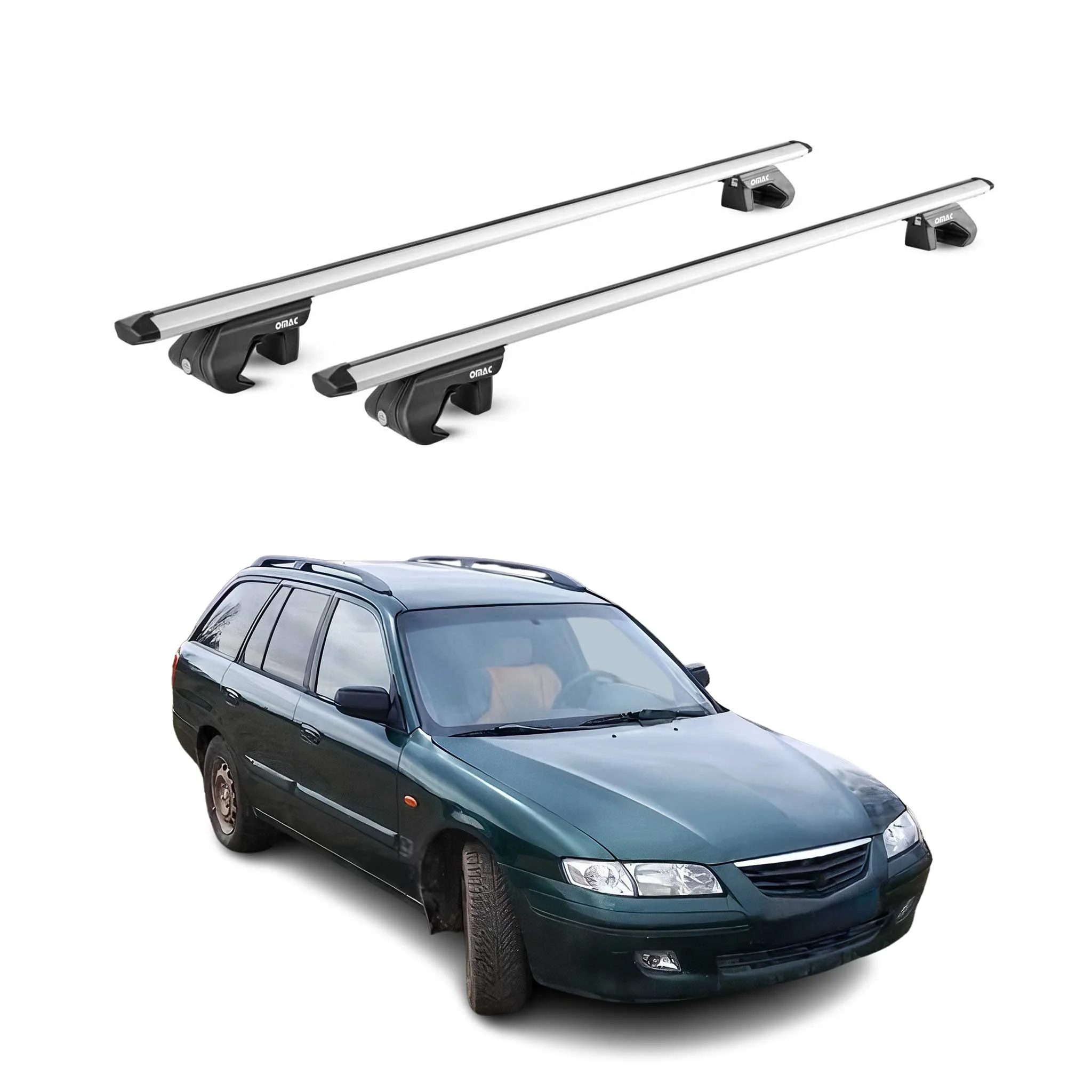 Dachträger Grundtäger für Mazda 626 GV Kombi 1988-1997 90kg Alu Silber 2 tlg ABE