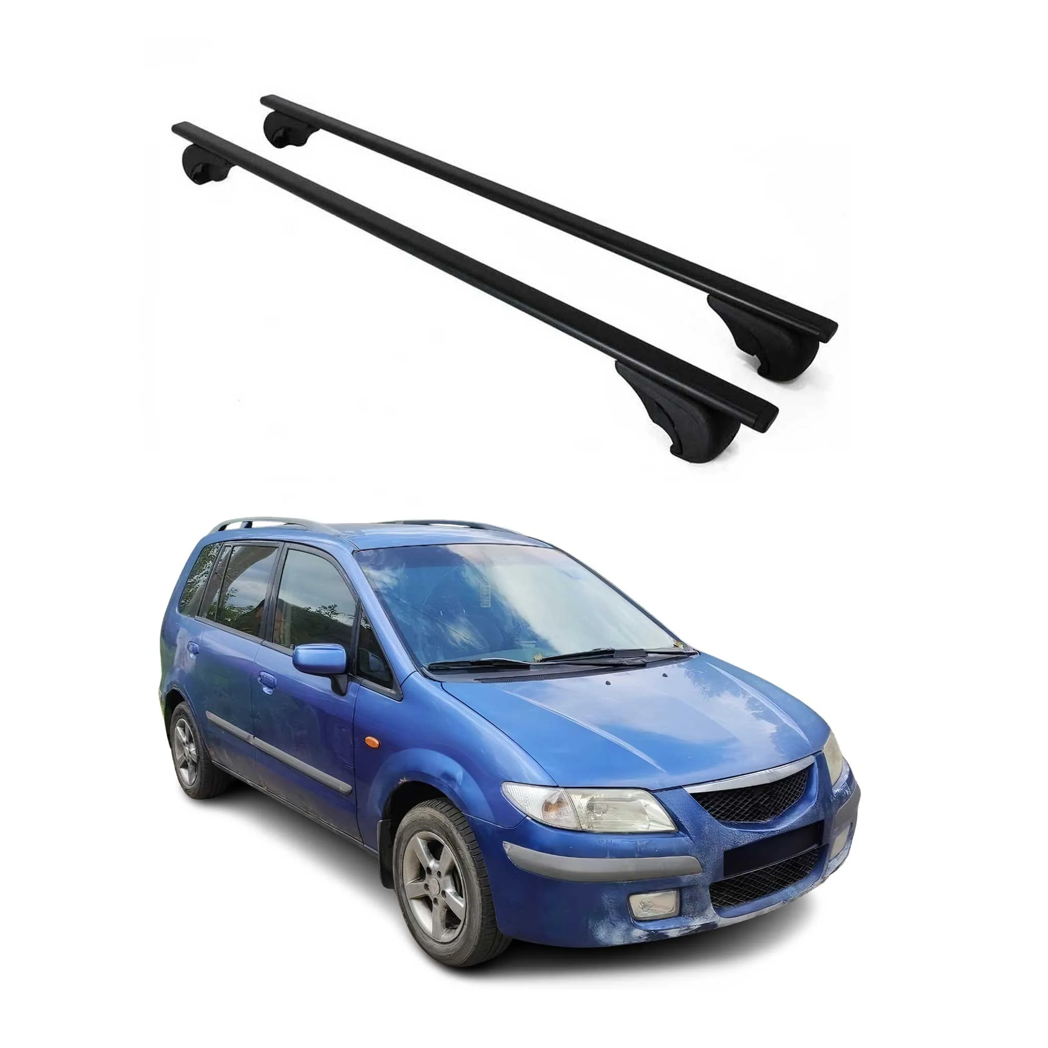 Dachträger Grundtäger für Mazda Premacy 1999-2004 75kg Metall Schwarz 2 tlg