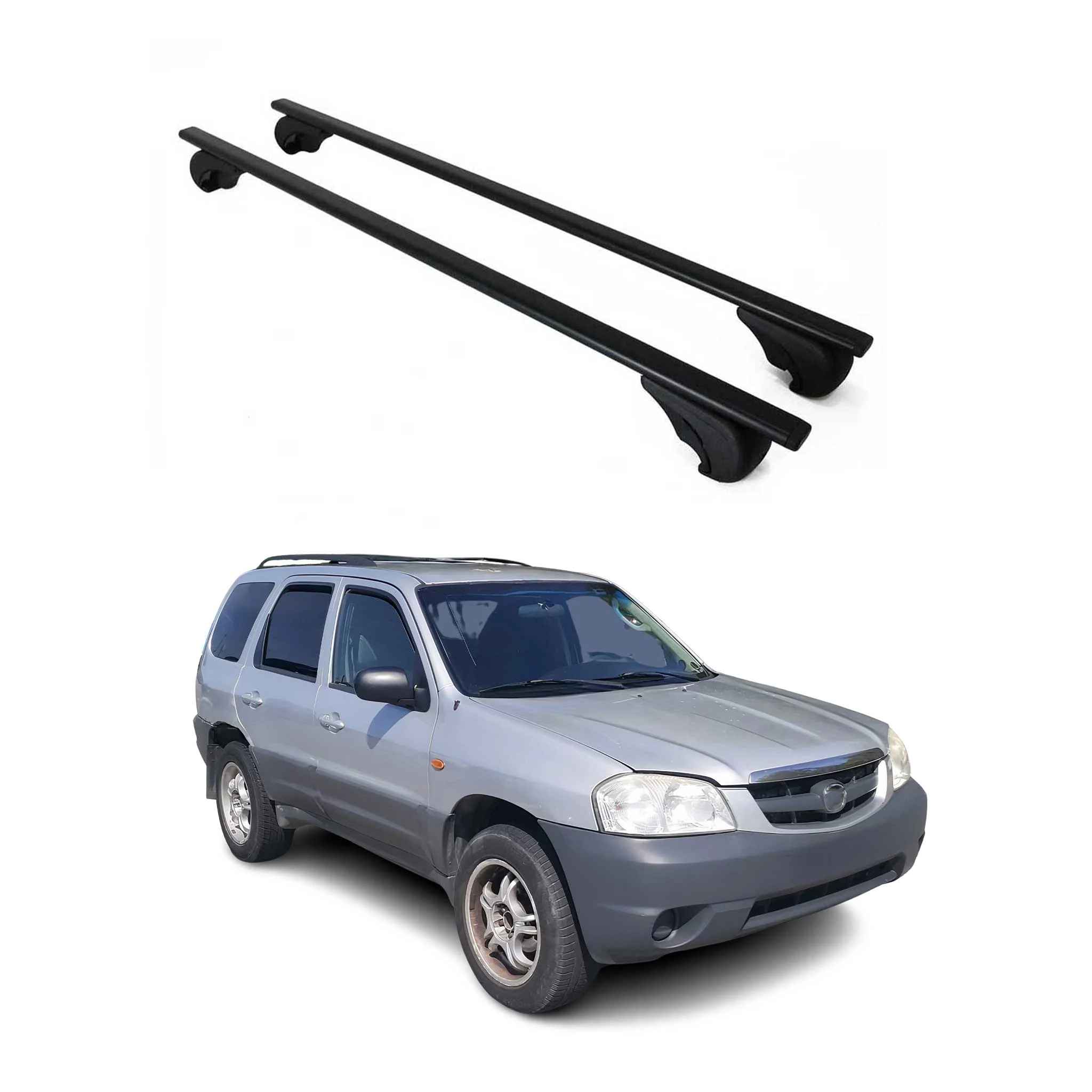 Dachträger Grundtäger für Mazda Tribute 2001-2007 75kg Metall Schwarz 2 tlg