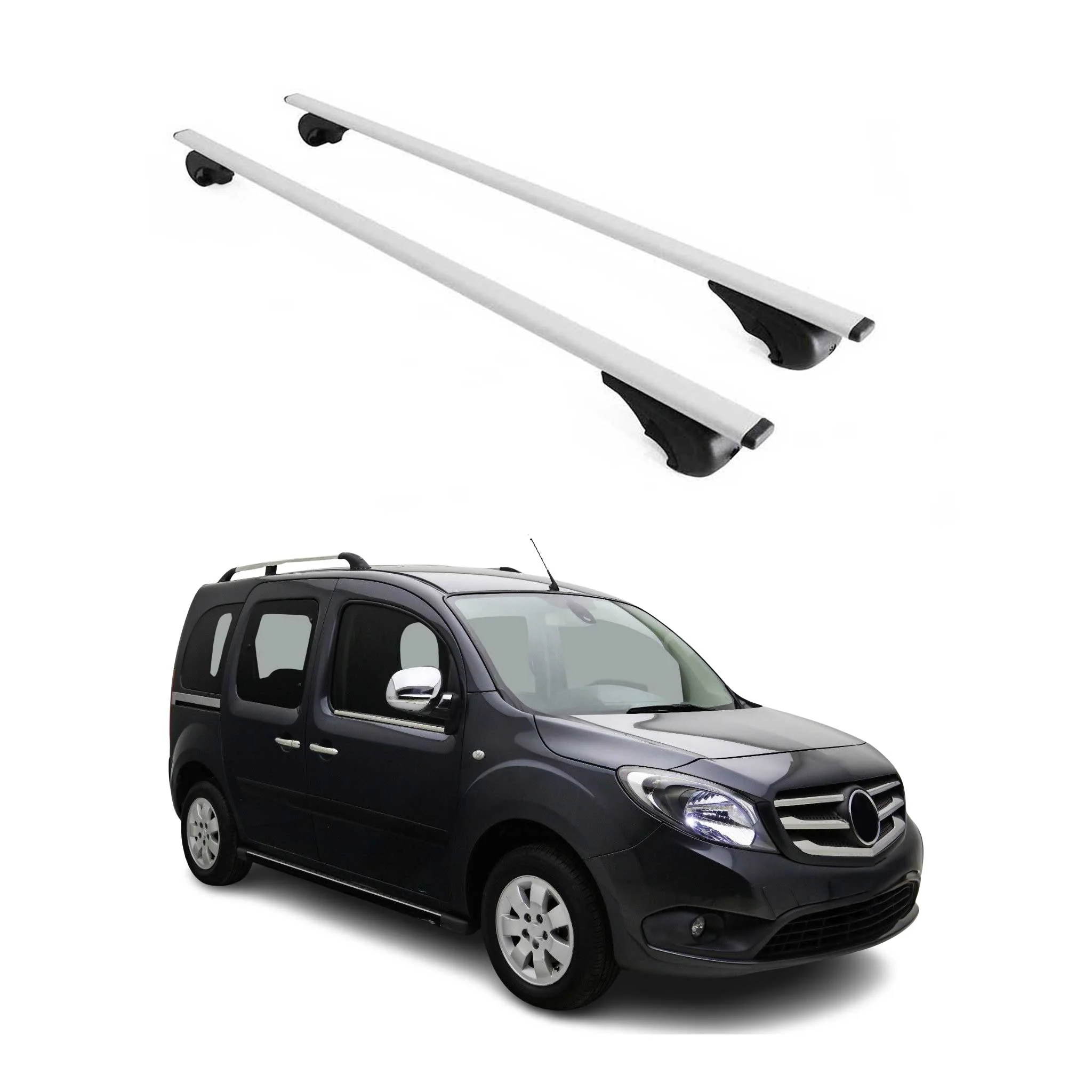 Dachträger Grundtäger für Mercedes Citan W415 2012-2021 75kg Metall Silber 2 tlg