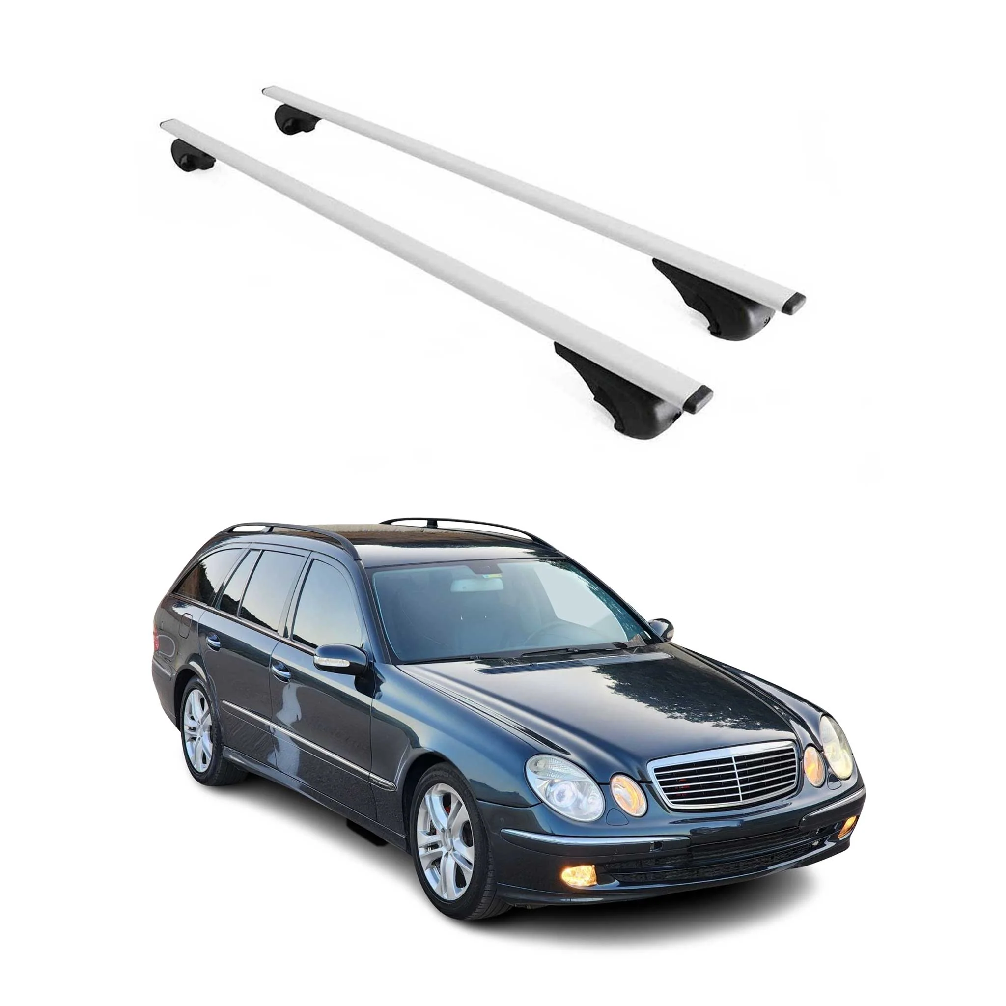 Dachträger für Mercedes E Klasse S211 T-Modell 2003-2009 75kg Metall Silber 2x