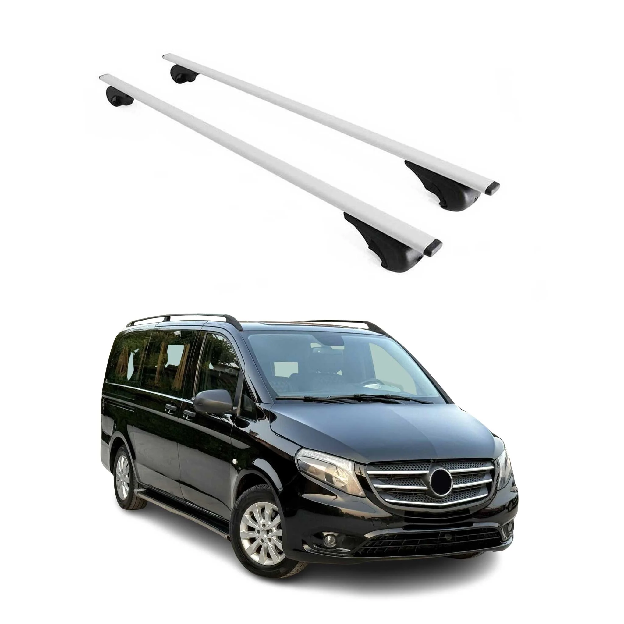 Dachträger Grundtäger für Mercedes Vito W447 2014-2026 75kg Metall Silber 2 tlg