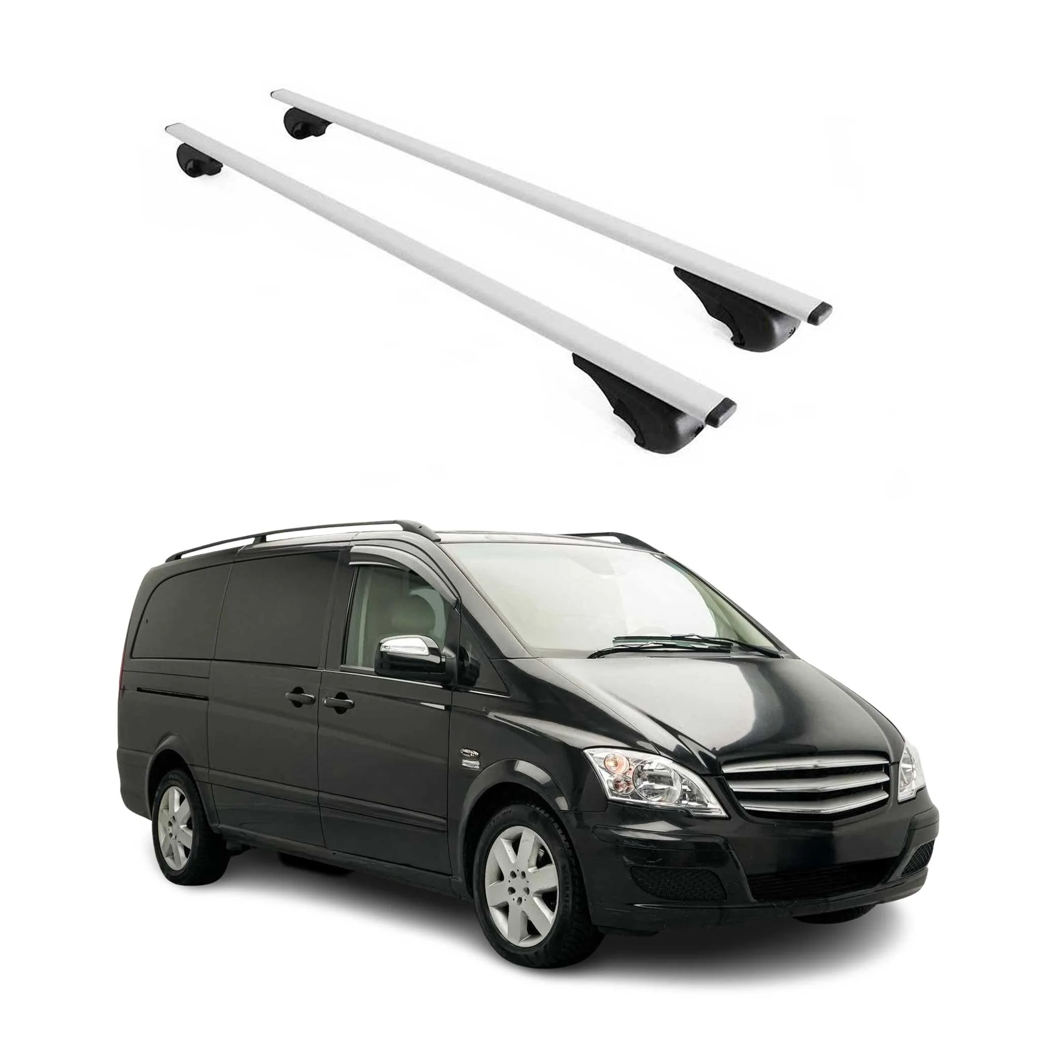 Dachträger Grundtäger für Mercedes Vito W639 2003-2014 75kg Metall Silber 2 tlg