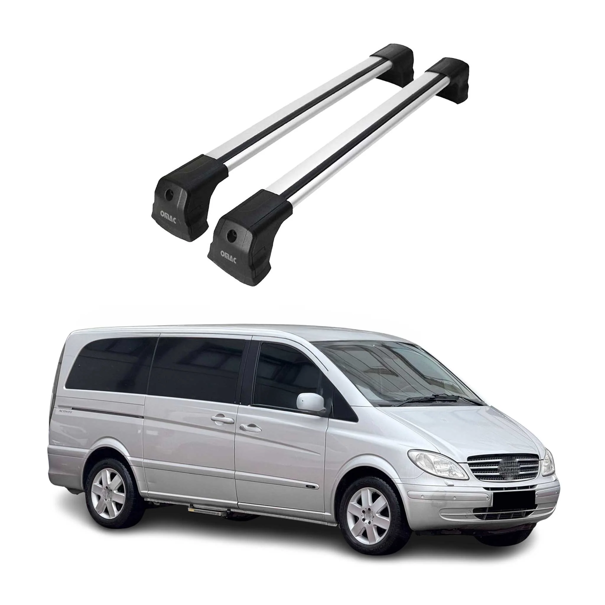 Dachträger Grundtäger für Mercedes Vito W639 2003-2014 75kg Alu Silber 2 tlg
