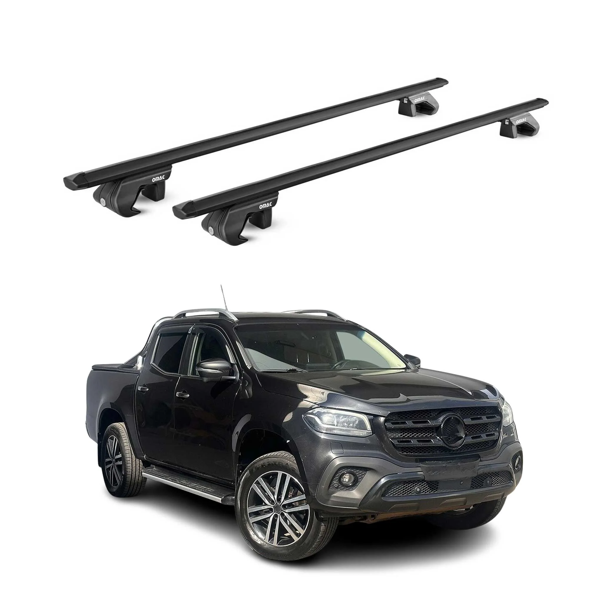 Dachträger Grundtäger für Mercedes X Klasse 470 2017-2020 90kg Alu Schwarz ABE