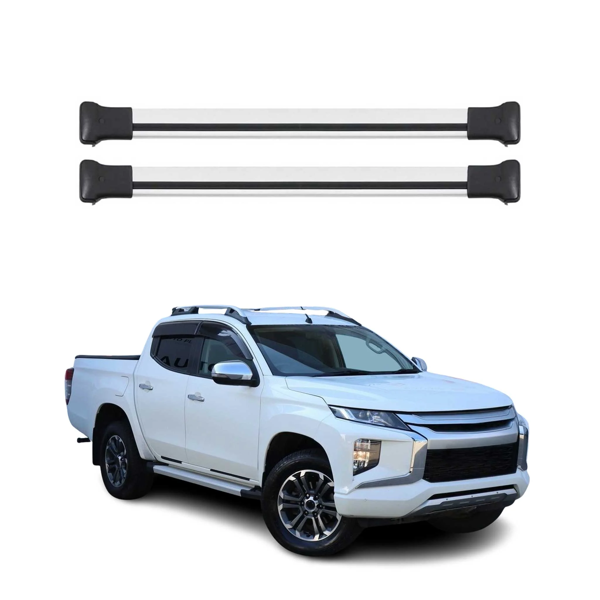 Dachträger Grundtäger für Mitsubishi L200 2015-2023 75kg Aluminium Silber 2 tlg