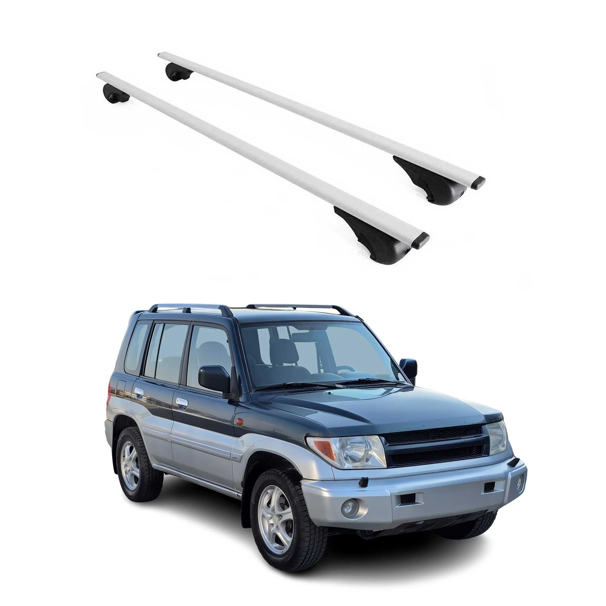 Dachträger Grundtäger für Mitsubishi Pajero 1991-2006 75kg Metall Silber 2 tlg