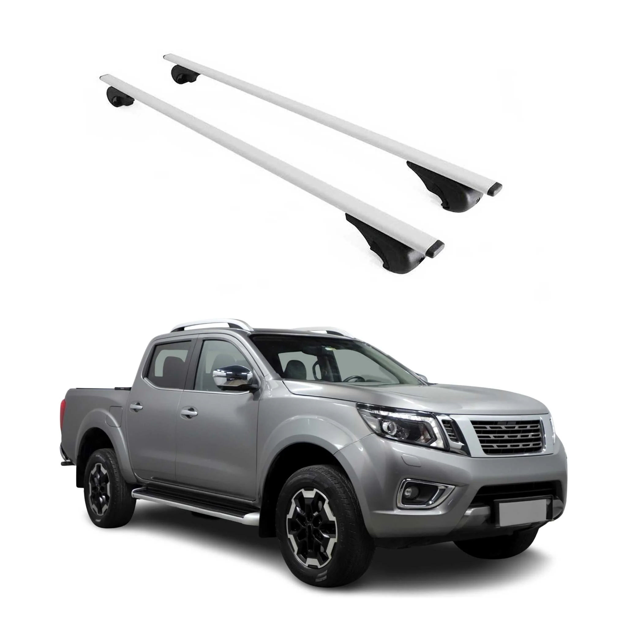 Dachträger Grundtäger für Nissan Navara 2004-2023 75kg Metall Silber 2 tlg