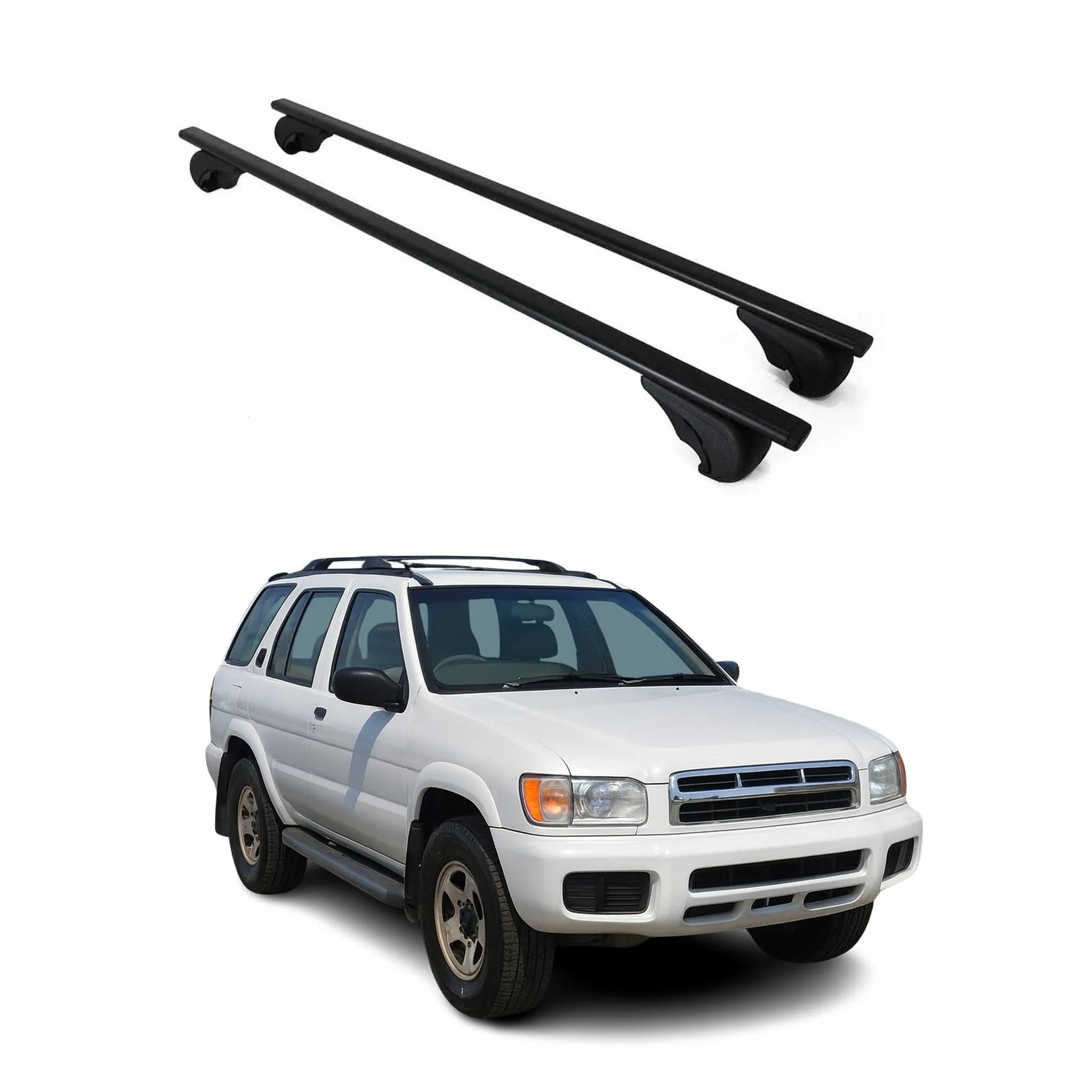 Dachträger Grundtäger für Nissan Pathfinder 1996-2004 75kg Metall Schwarz 2 tlg