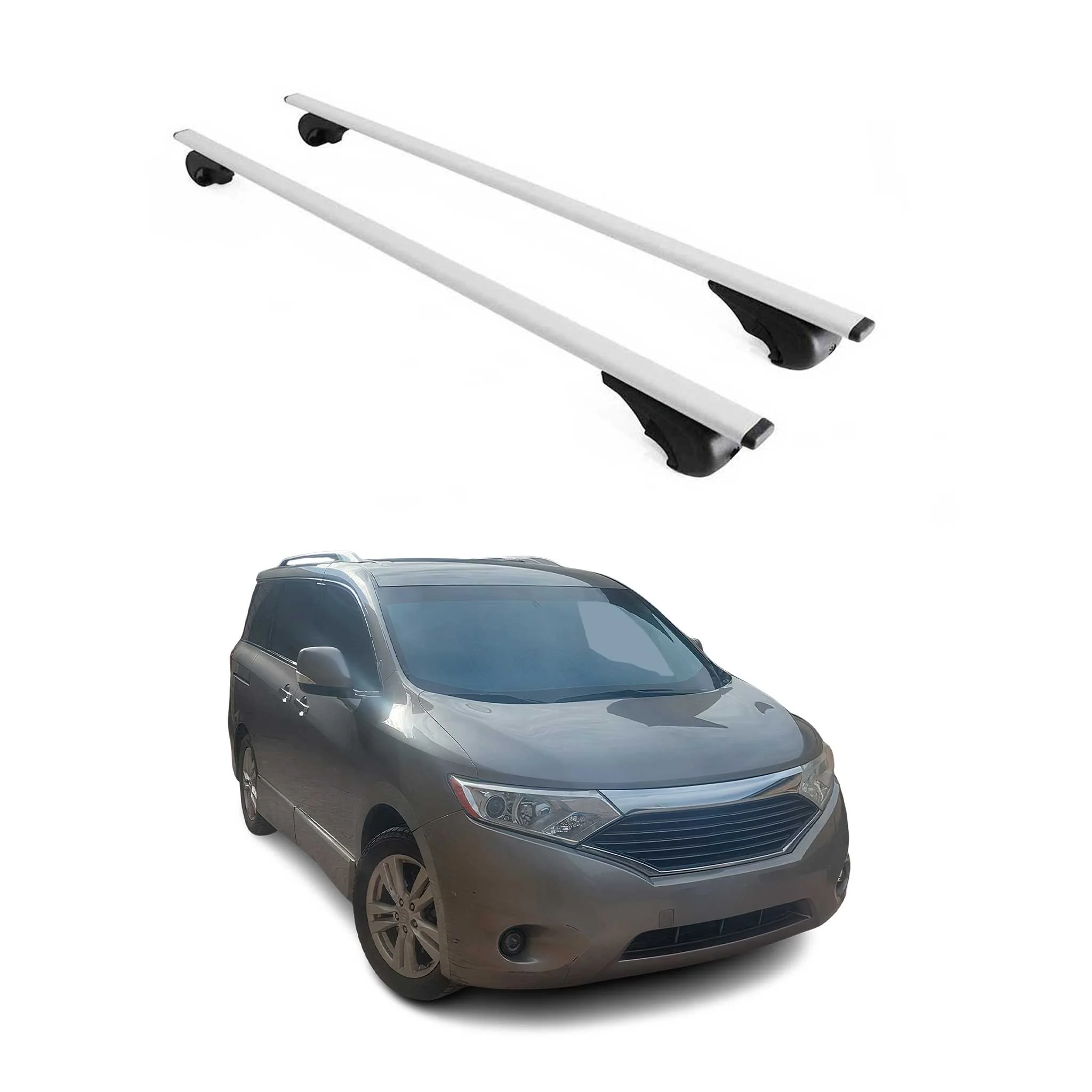 Dachträger Grundtäger für Nissan Quest 2011-2017 75kg Metall Silber 2 tlg